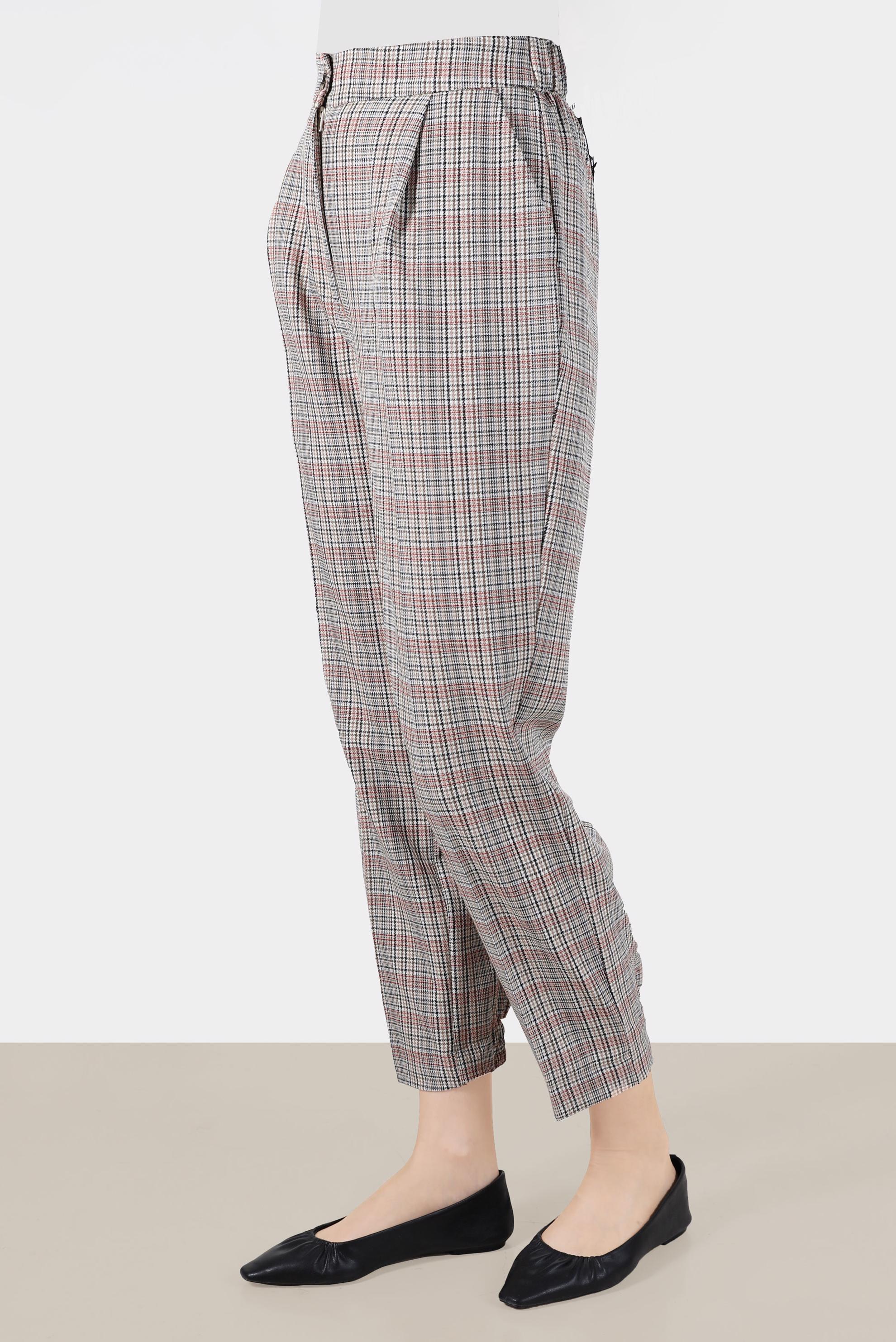 Tesettür giyim KIRMIZI EKOSE PANTOLON 70368 