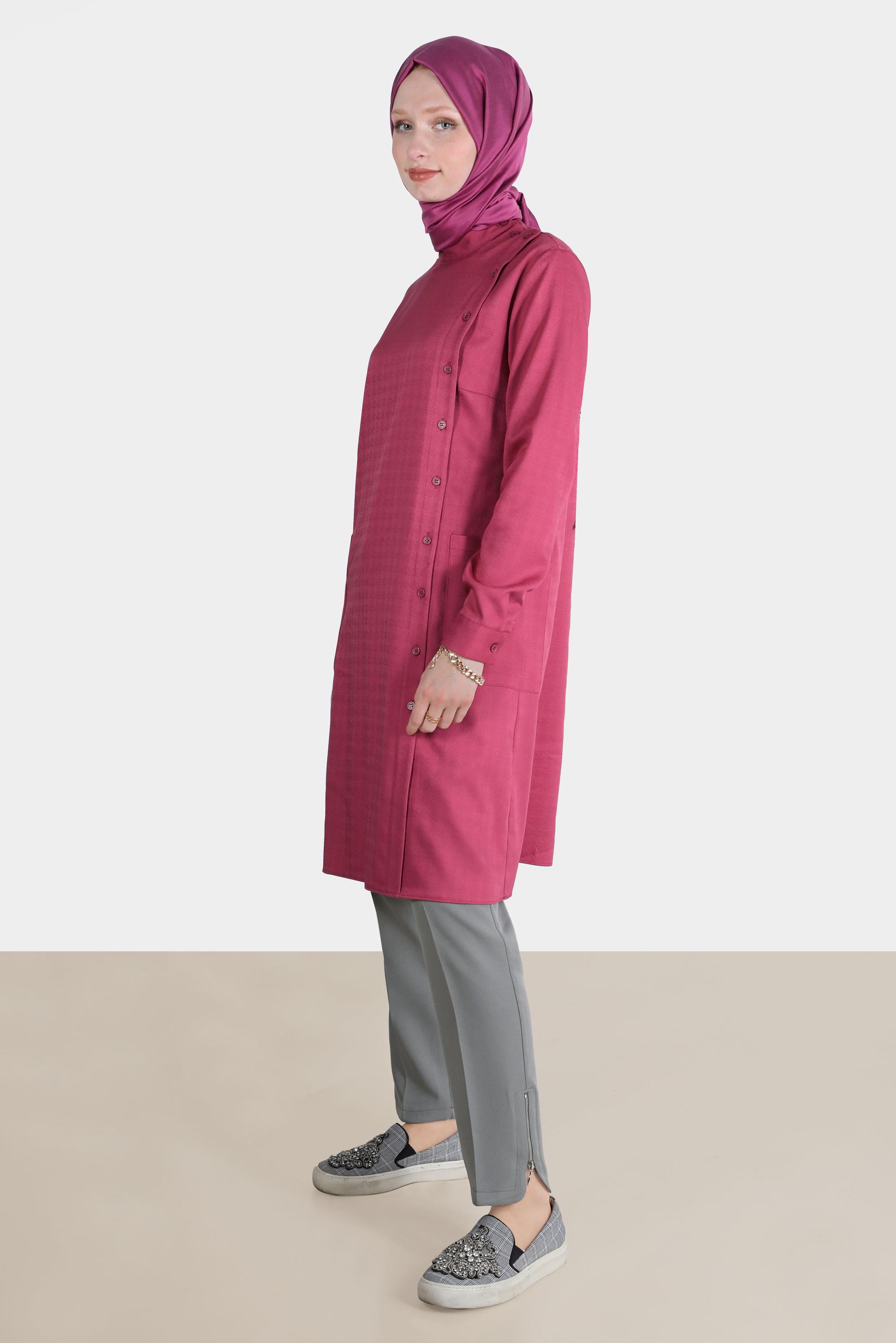 Tesettür giyim GRİ PAÇASI FERMUAR DETAYLI PANTOLON 70369 