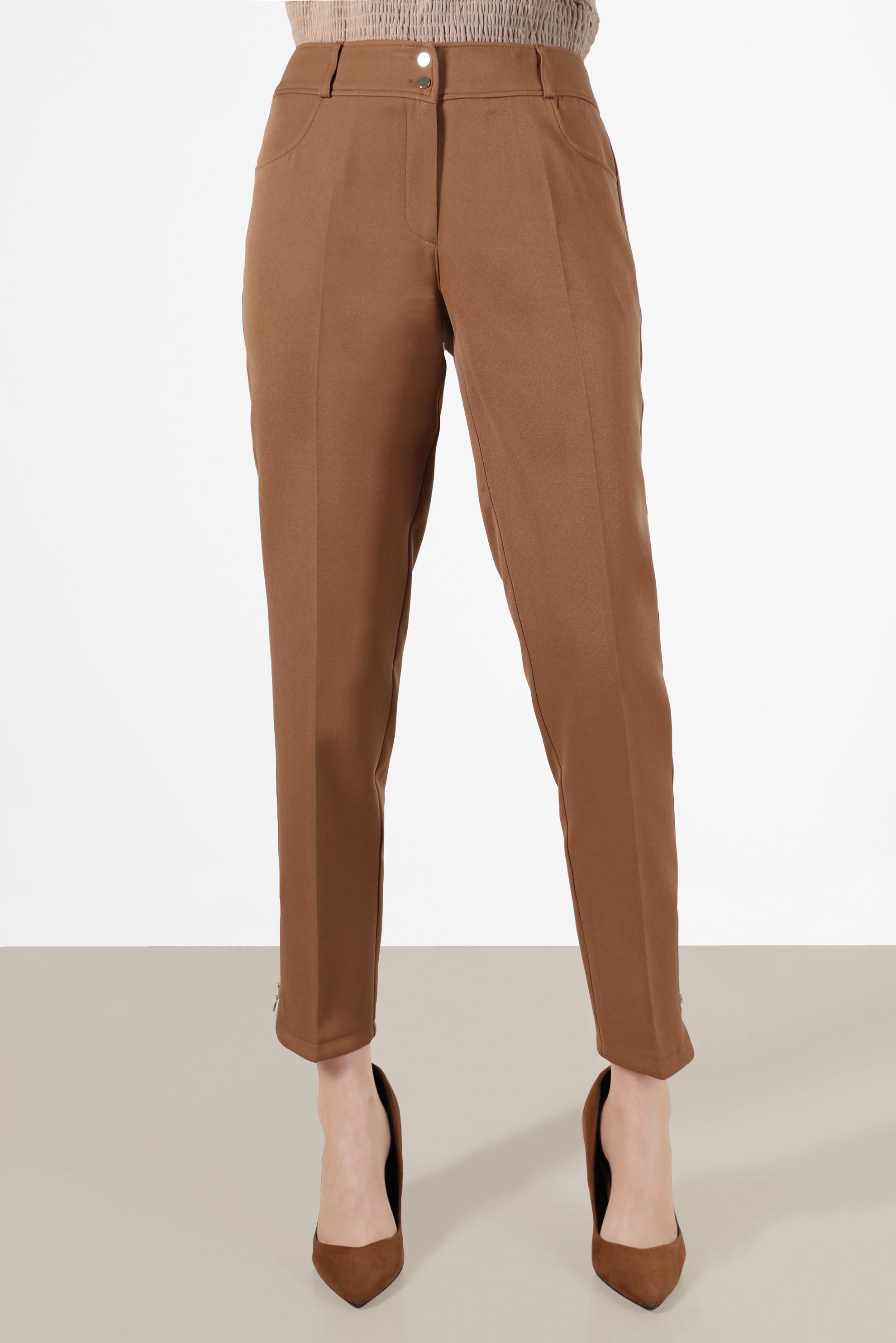 Tesettür giyim KAHVE PAÇASI FERMUAR DETAYLI PANTOLON 70369 