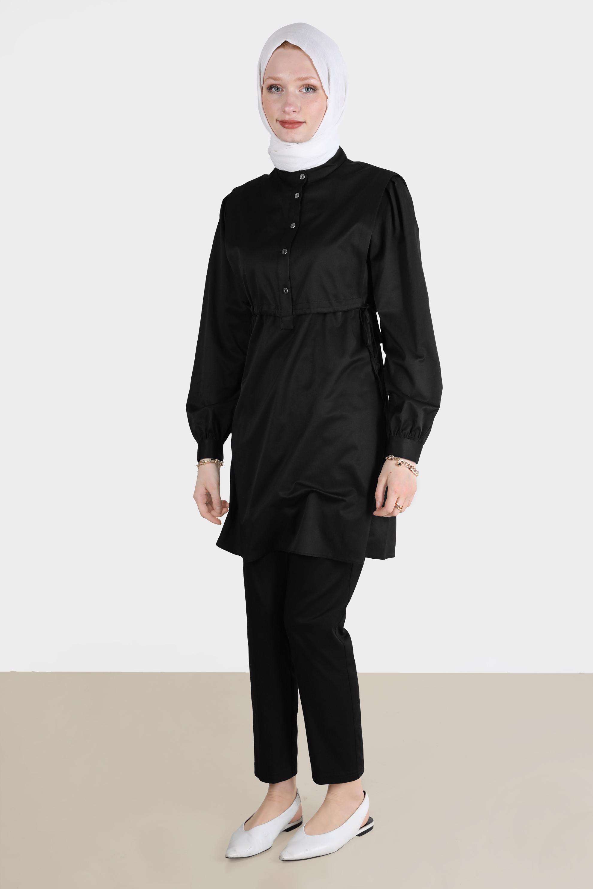 Tesettür giyim SİYAH BORU PAÇA PANTOLON 70370 