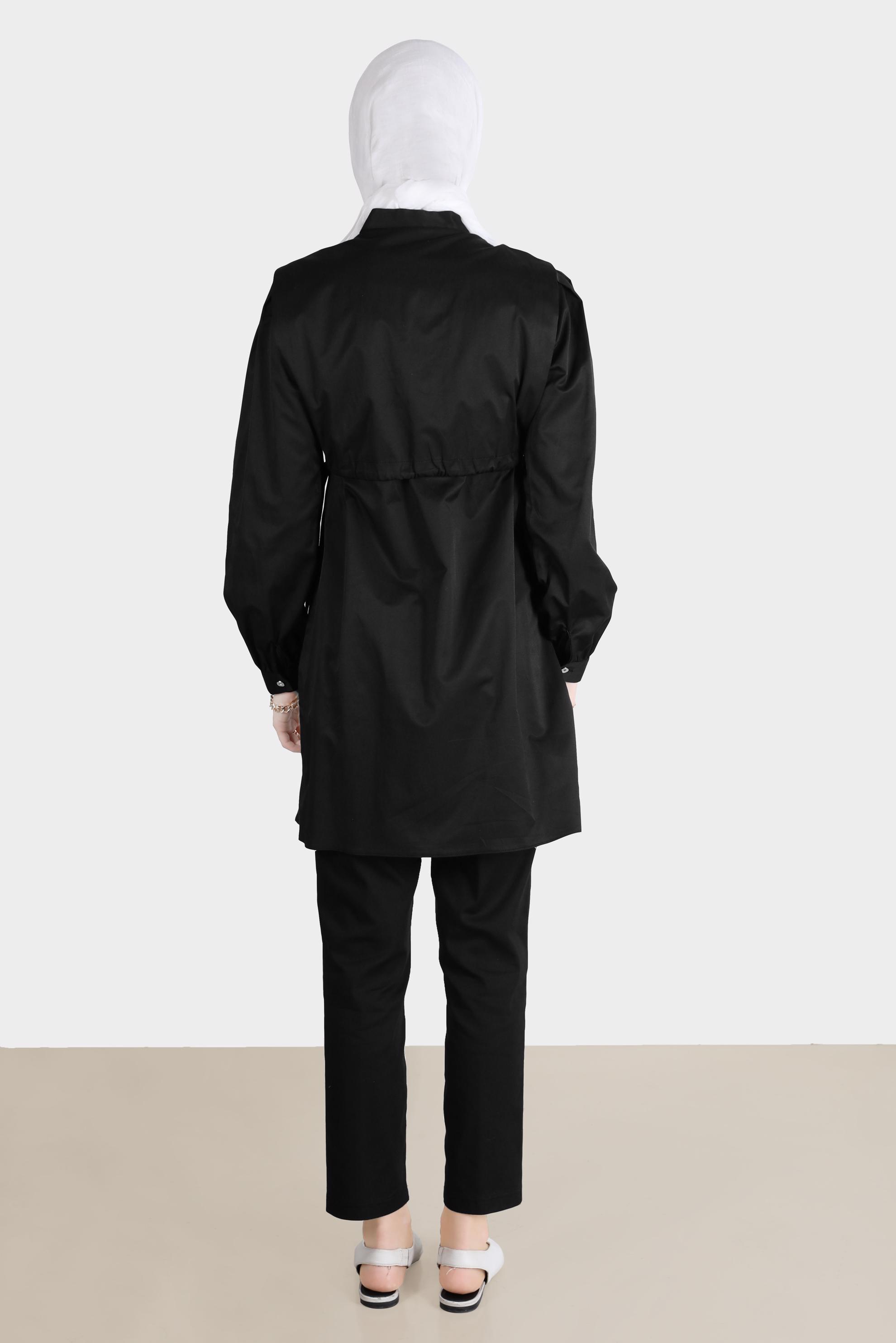 Tesettür giyim SİYAH BORU PAÇA PANTOLON 70370 