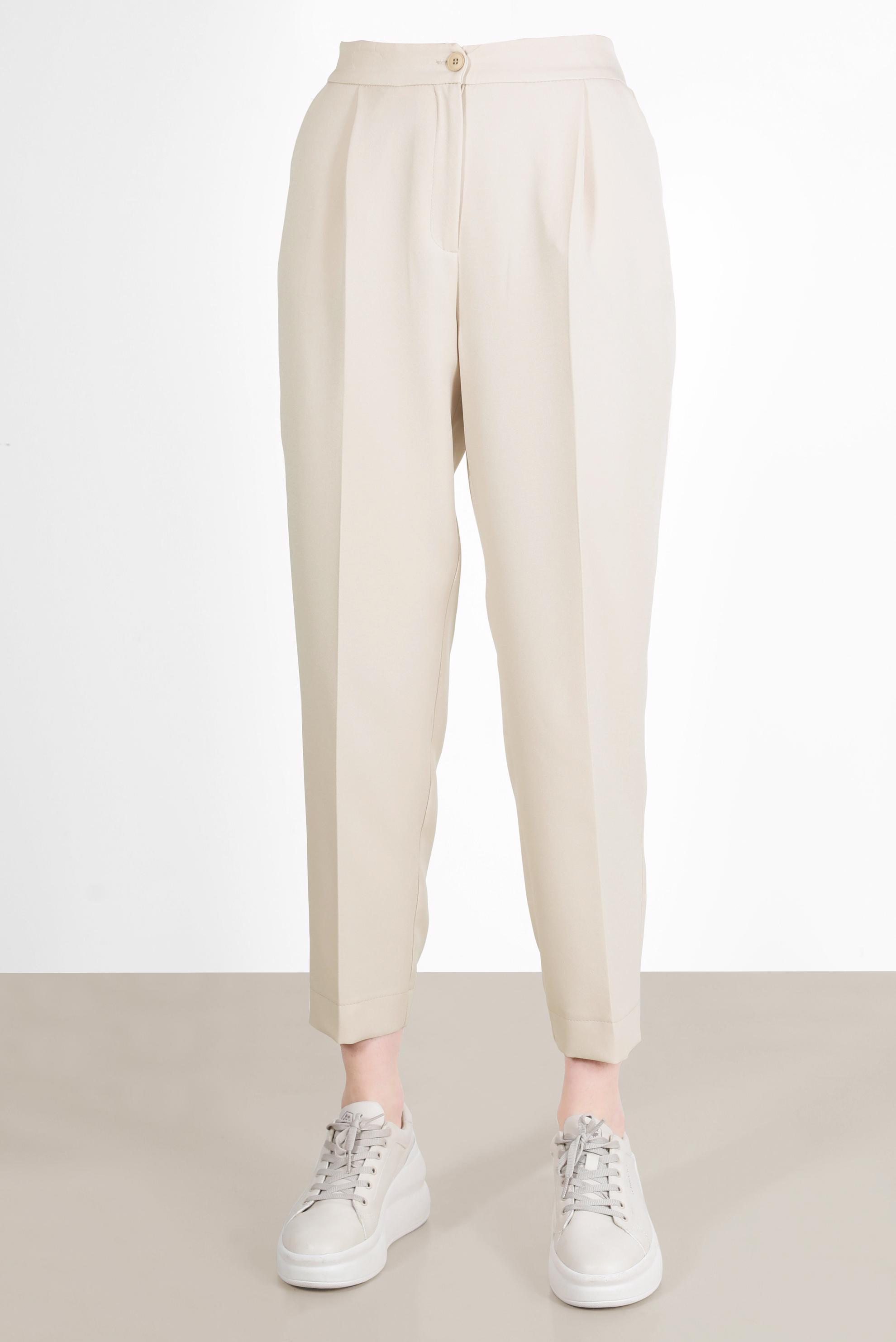 Tesettür giyim BEYAZ PAÇALARI LASTİK DETAYLI HAVUÇ PANTOLON 70373 