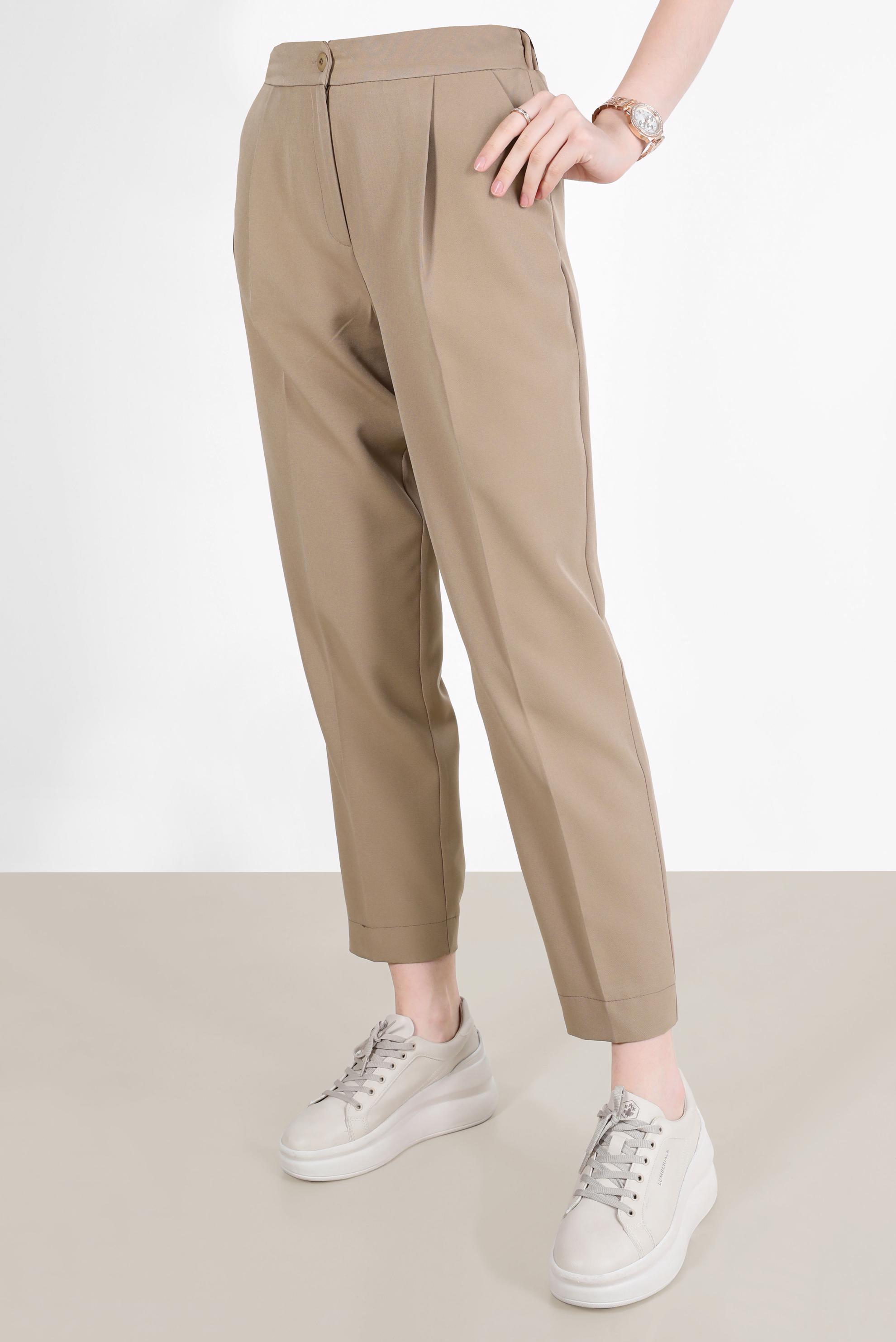 Tesettür giyim KAHVE PAÇALARI LASTİK DETAYLI HAVUÇ PANTOLON 70373 