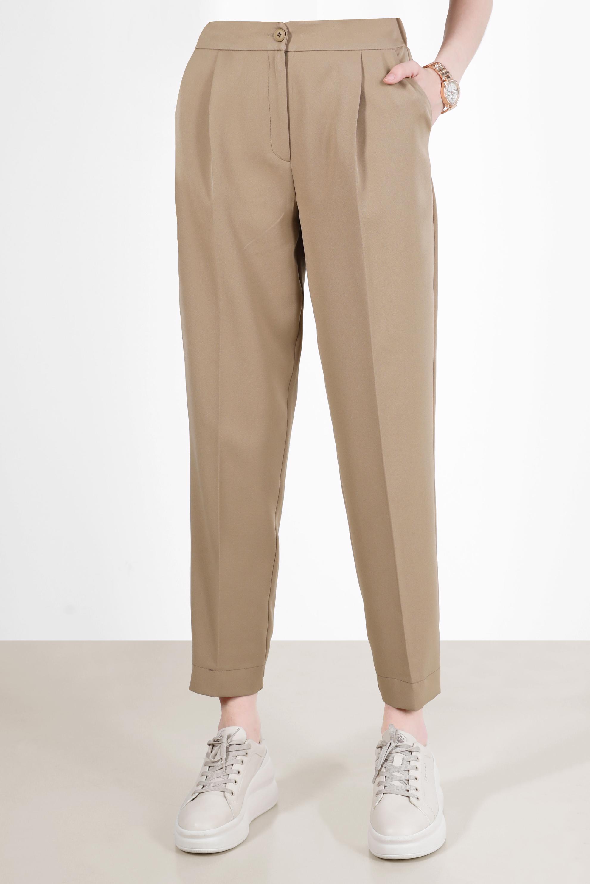 Tesettür giyim KAHVE PAÇALARI LASTİK DETAYLI HAVUÇ PANTOLON 70373 