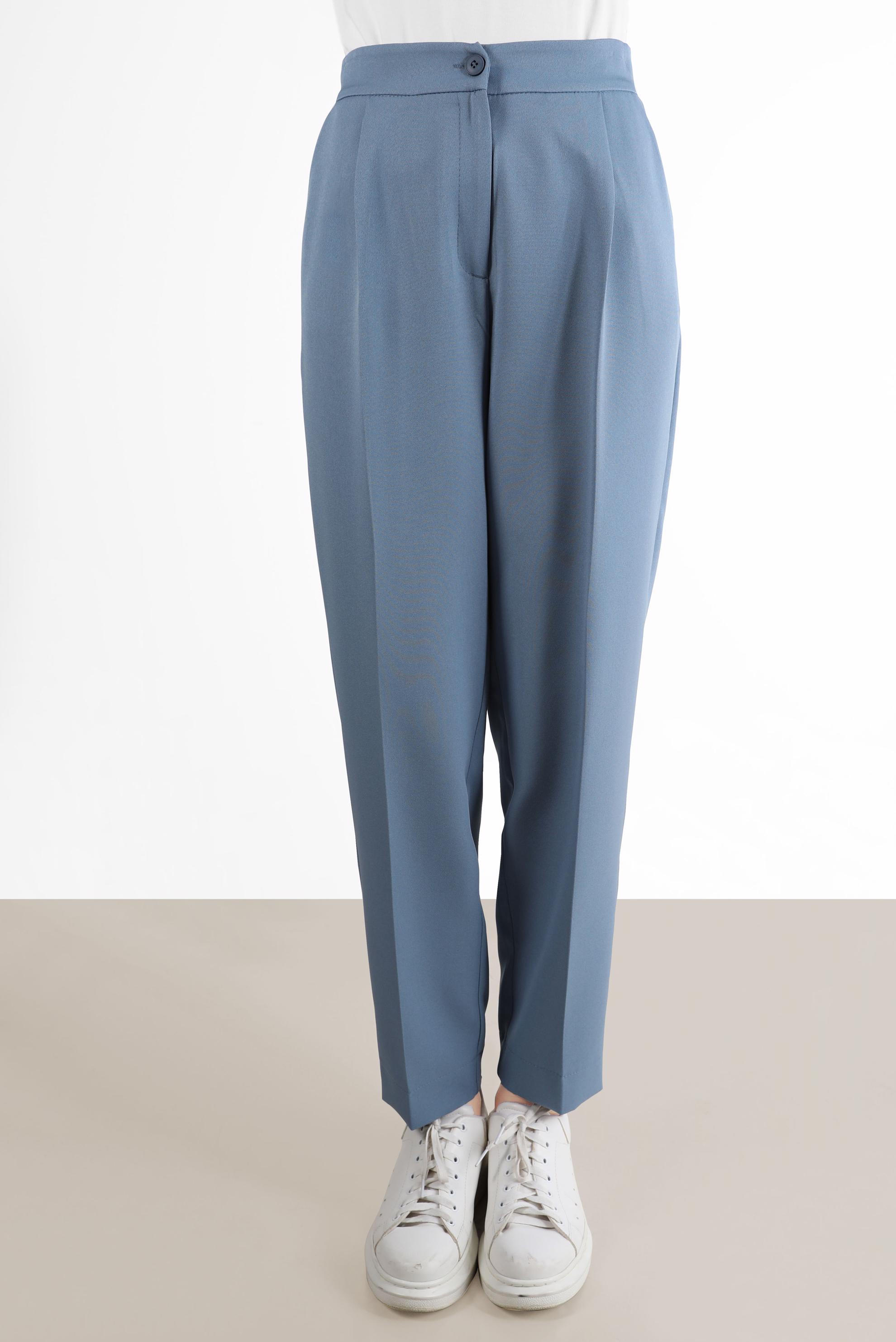 Tesettür giyim MAVİ PAÇALARI LASTİK DETAYLI HAVUÇ PANTOLON 70373 