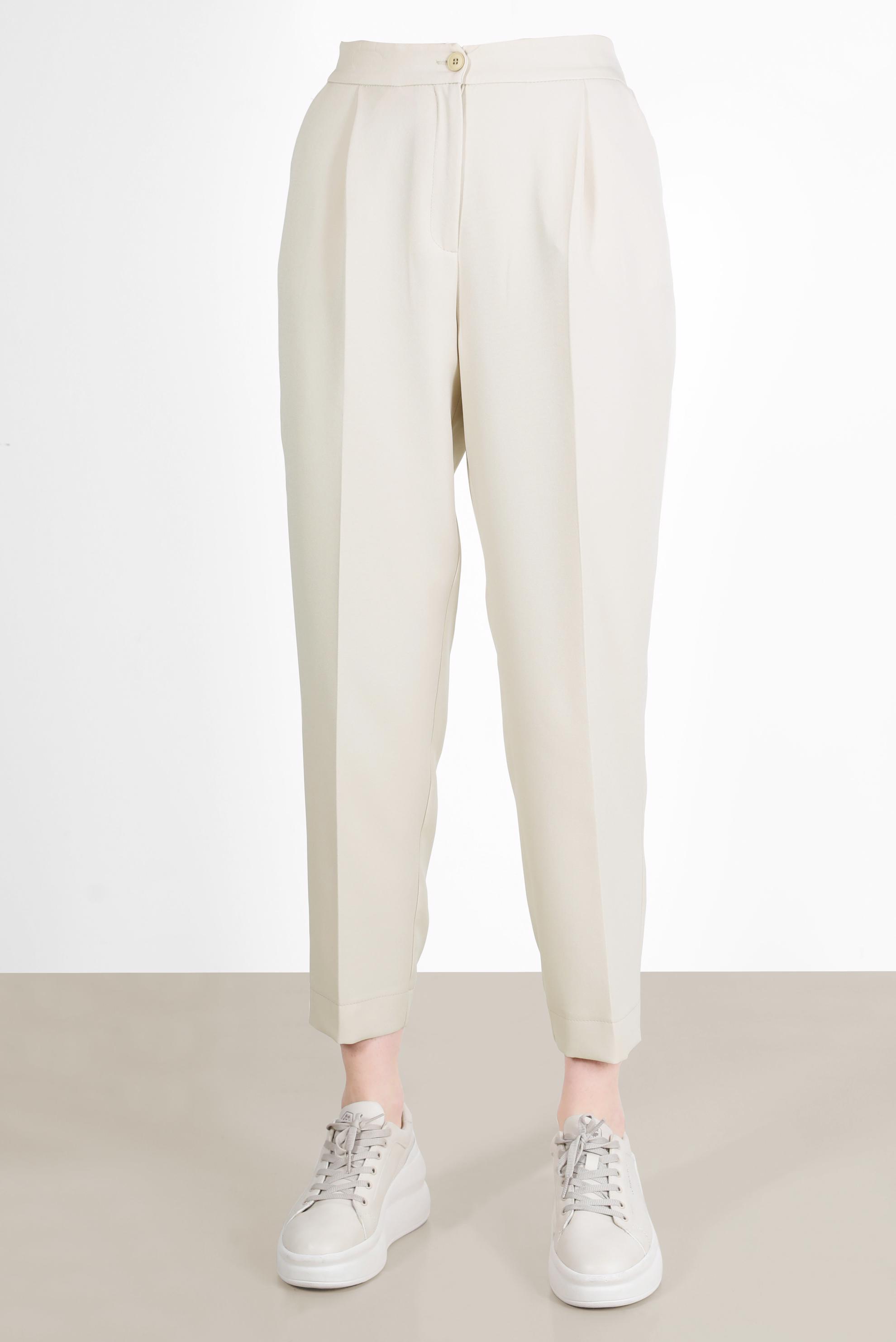 Tesettür giyim EKRU PAÇALARI LASTİK DETAYLI HAVUÇ PANTOLON 70373 