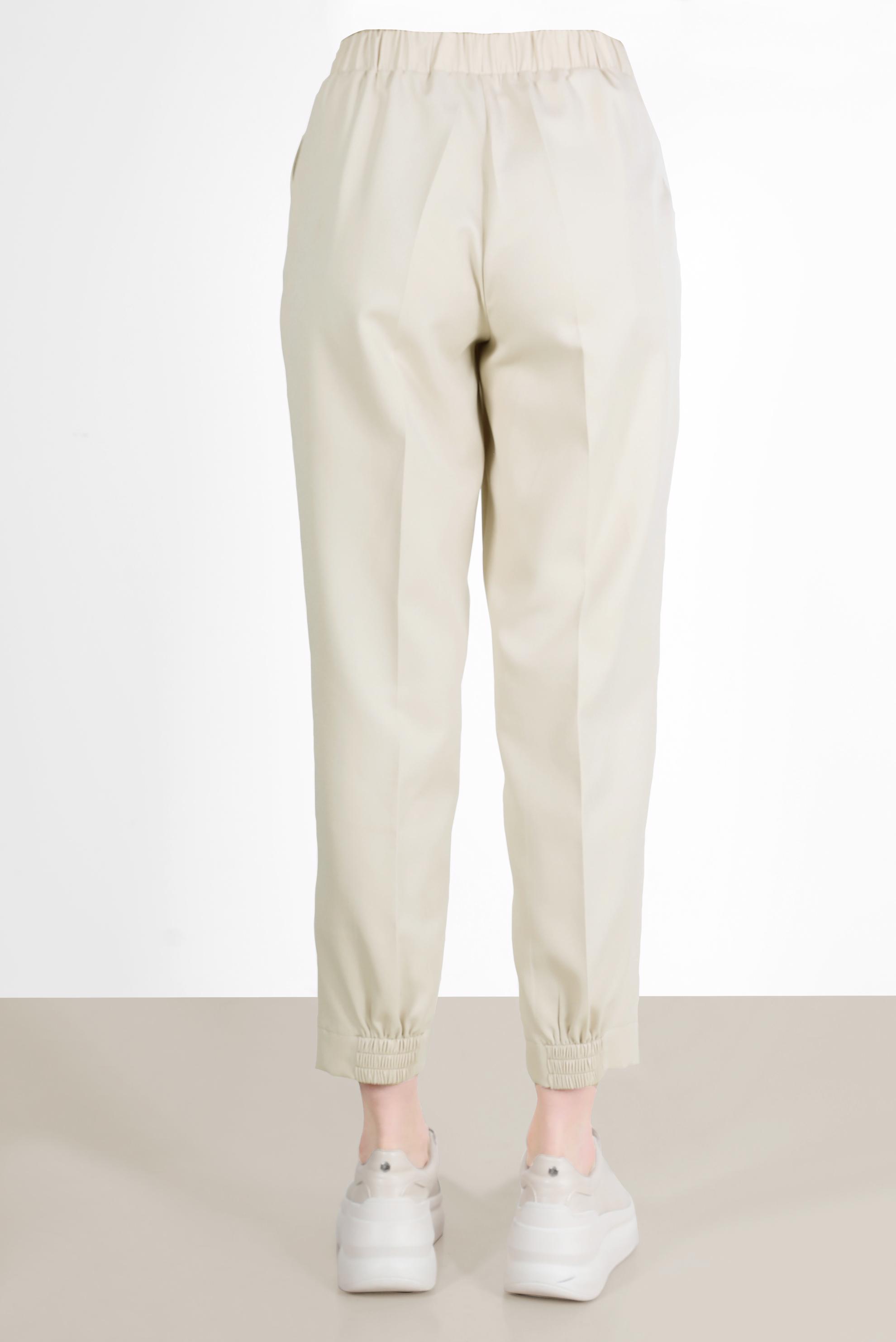 Tesettür giyim EKRU PAÇALARI LASTİK DETAYLI HAVUÇ PANTOLON 70373 