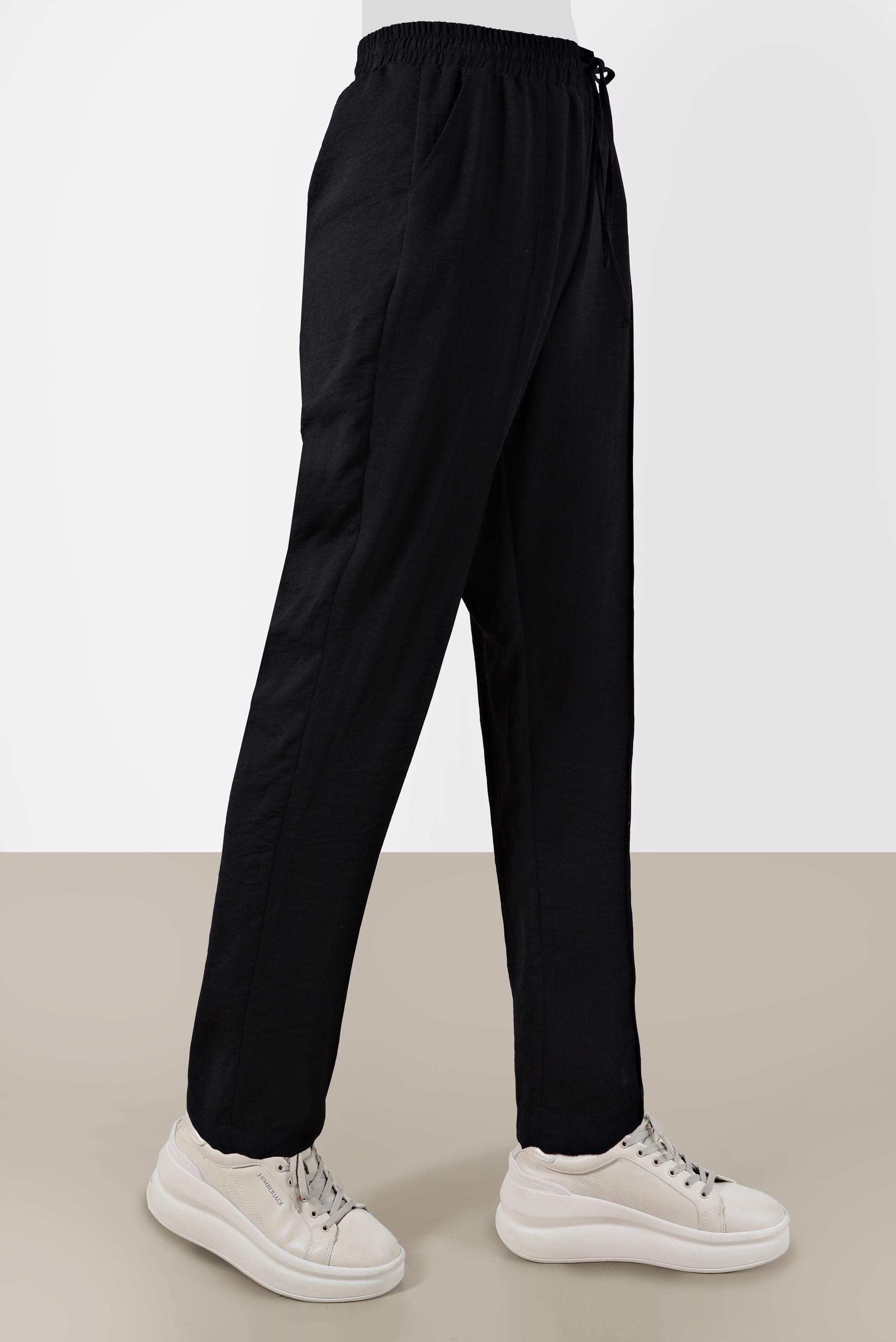 Tesettür giyim SİYAH BELİ LASTİKLİ HAVUÇ PANTOLON 70374 