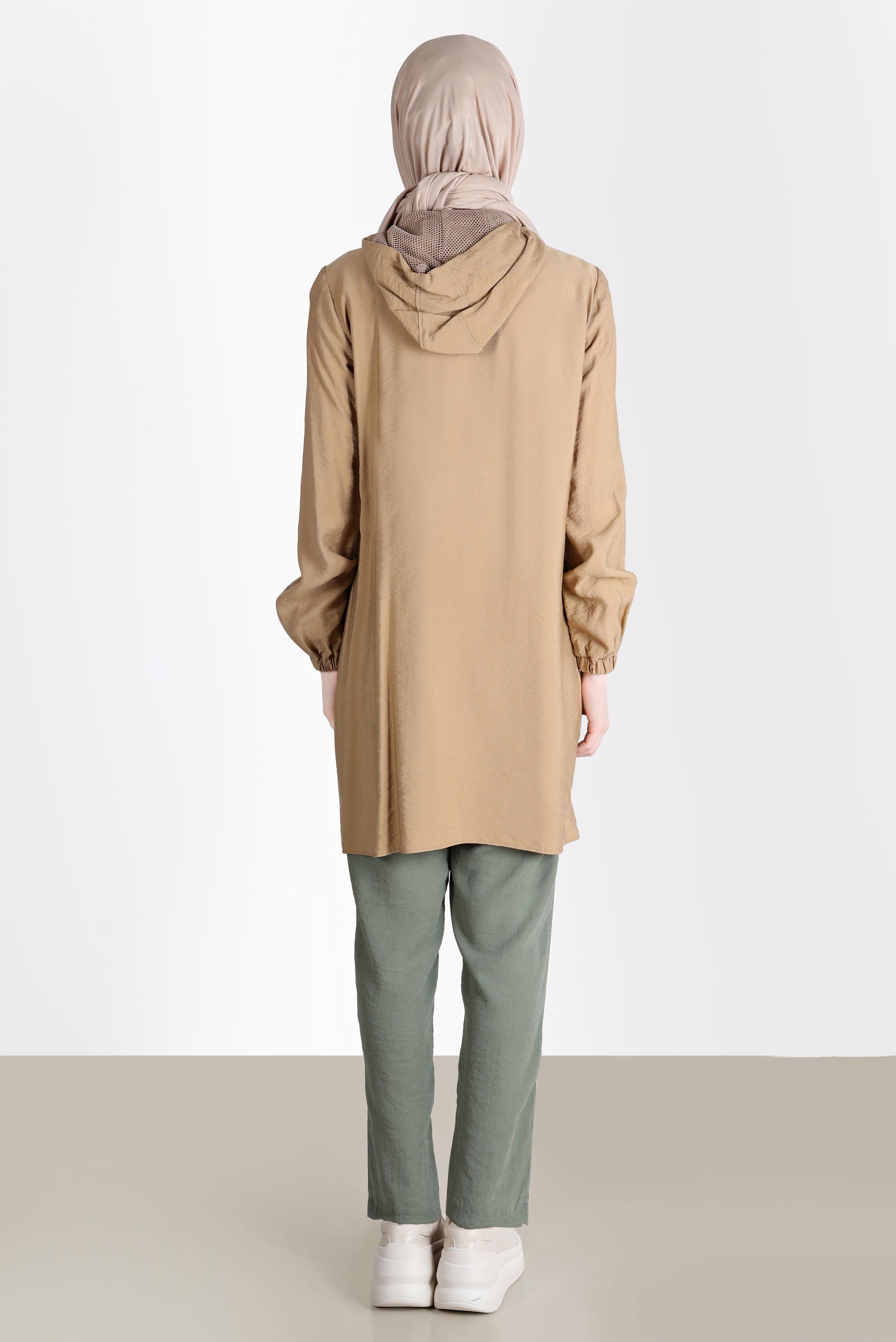 Tesettür giyim HAKİ BELİ LASTİKLİ HAVUÇ PANTOLON 70374 