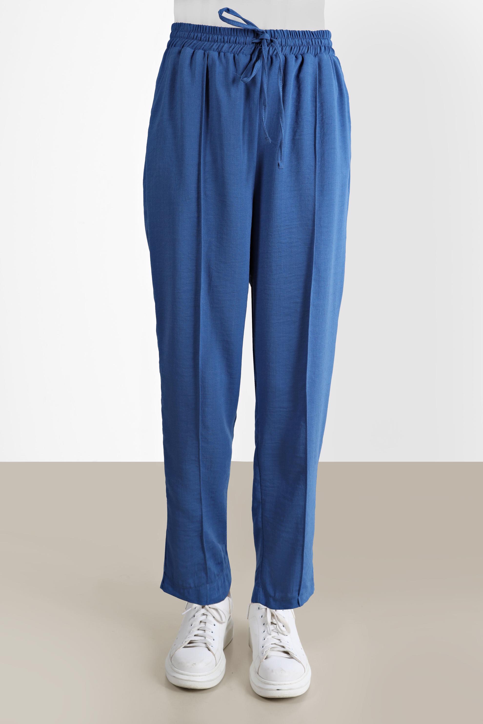 Tesettür giyim LACİVERT BELİ LASTİKLİ HAVUÇ PANTOLON 70374 