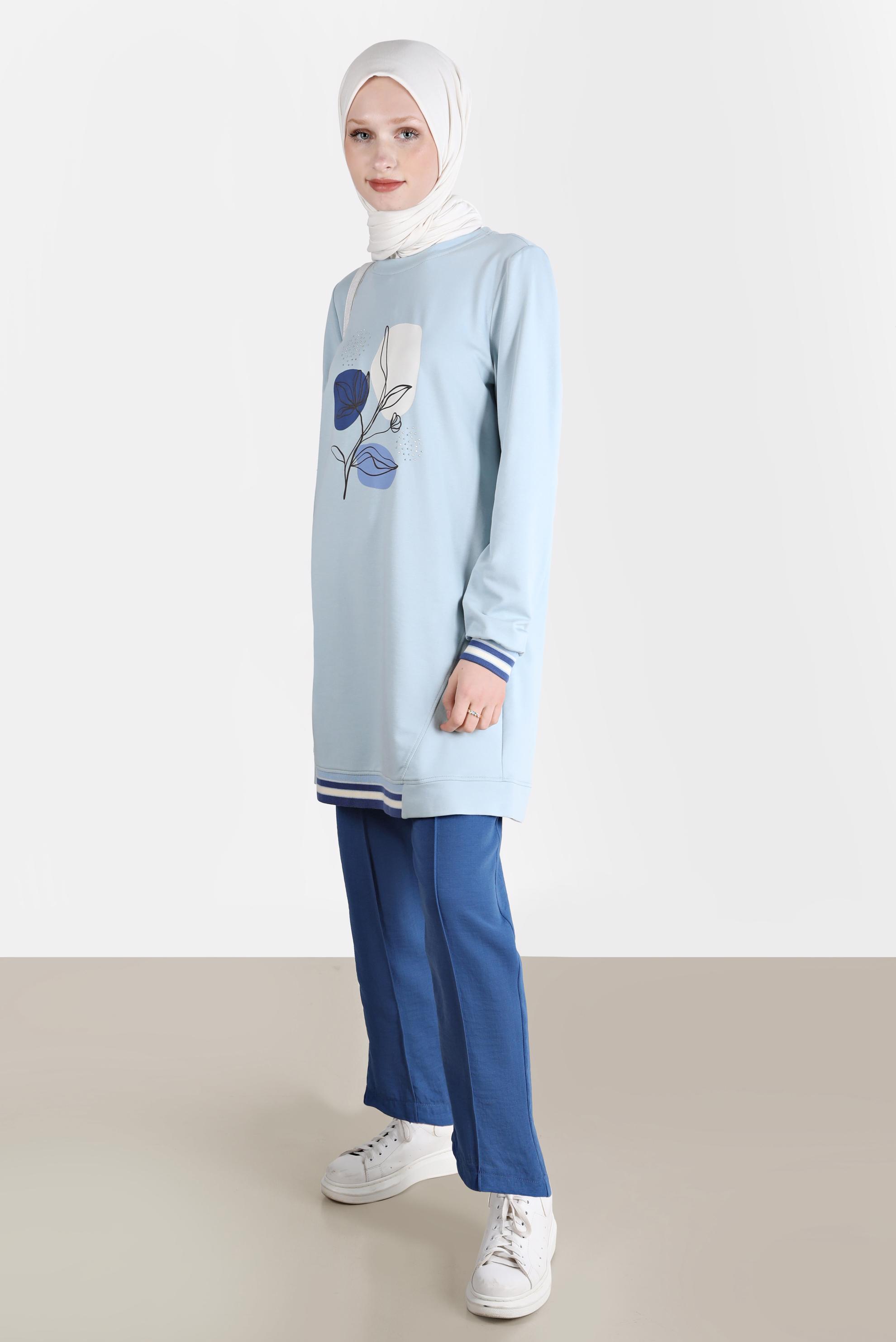 Tesettür giyim LACİVERT BELİ LASTİKLİ HAVUÇ PANTOLON 70374 