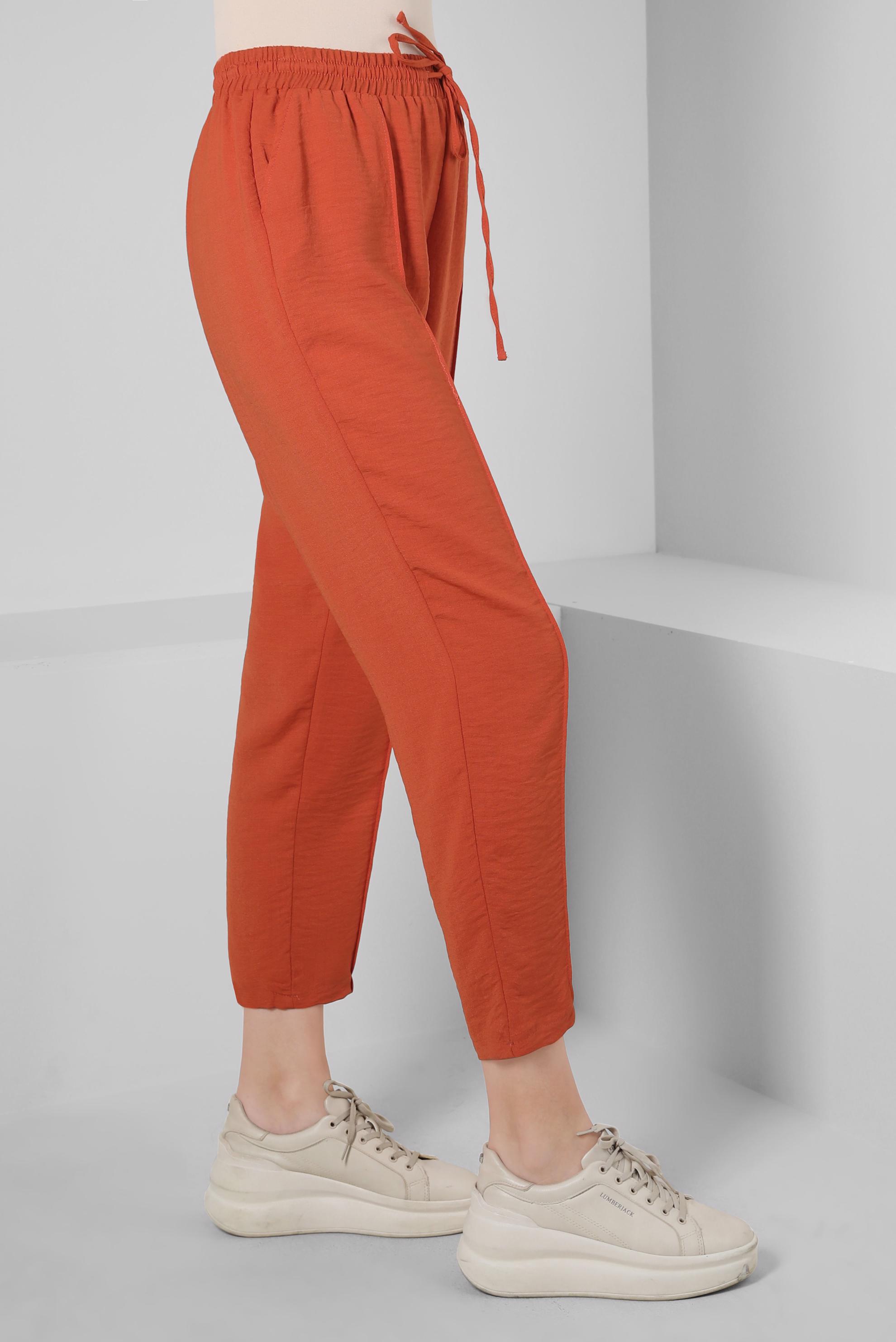 Tesettür giyim TURUNCU BELİ LASTİKLİ HAVUÇ PANTOLON 70374 