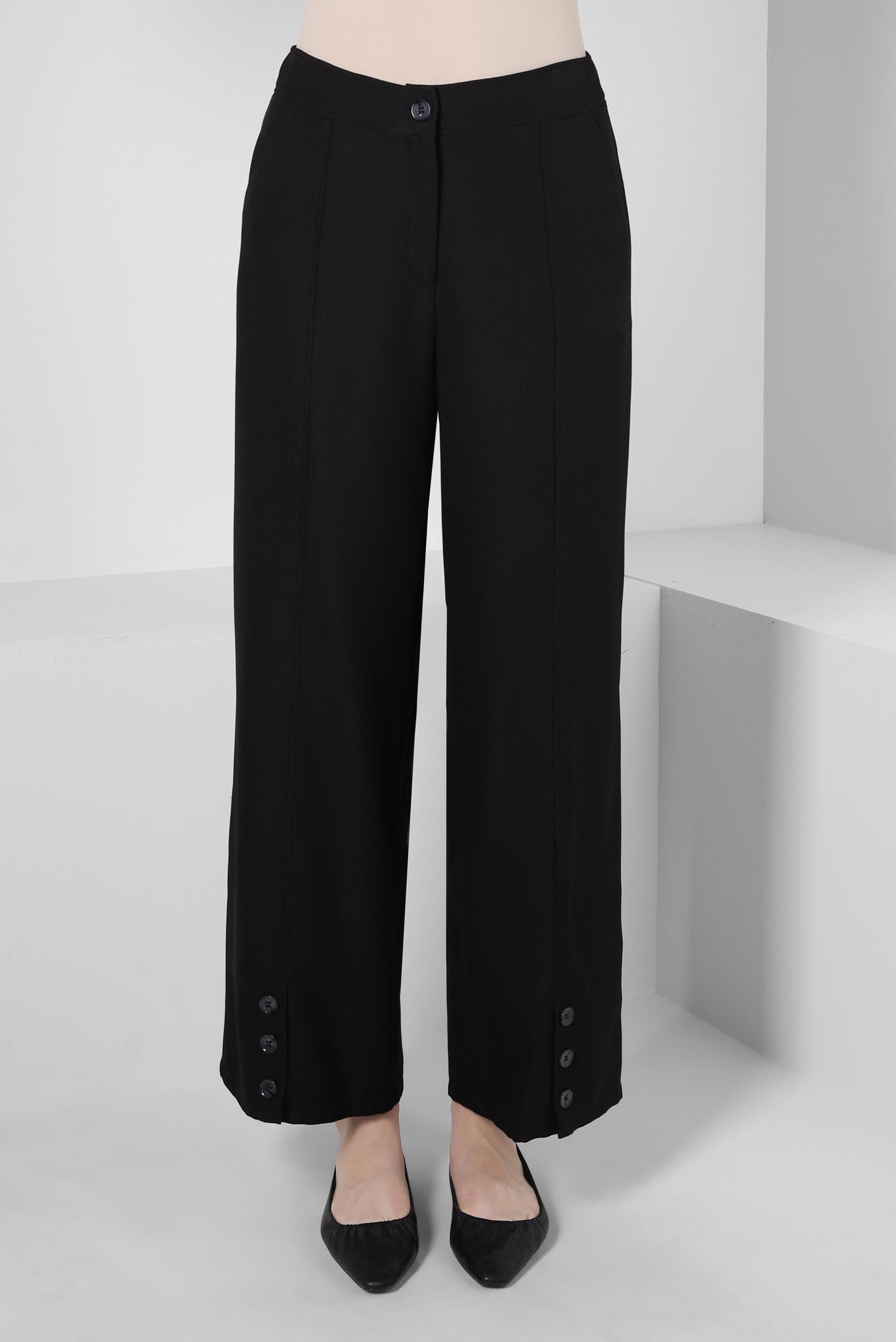 Tesettür giyim SİYAH DÜĞME DETAYLI BOL PAÇA PANTOLON 70375 