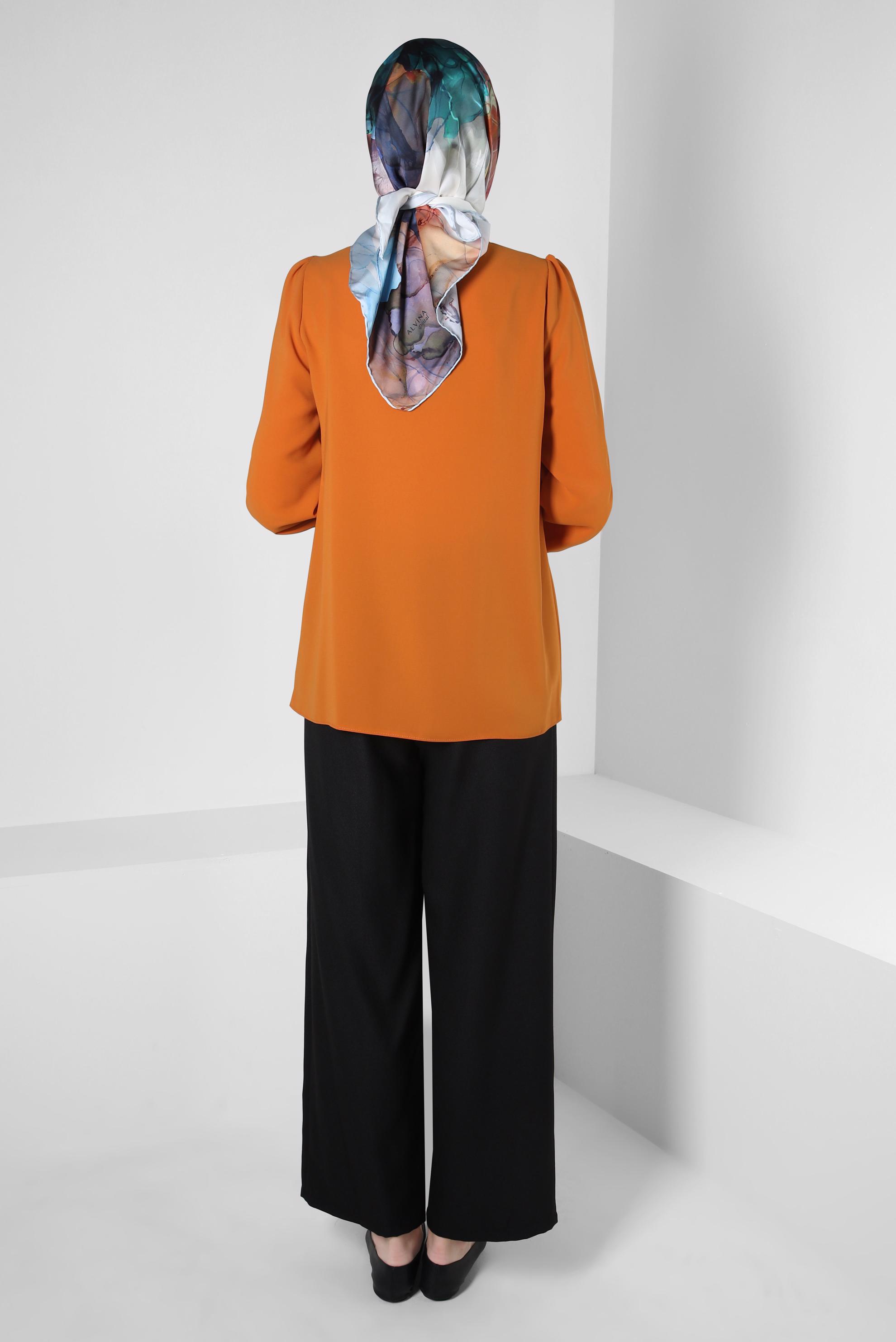 Tesettür giyim SİYAH DÜĞME DETAYLI BOL PAÇA PANTOLON 70375 