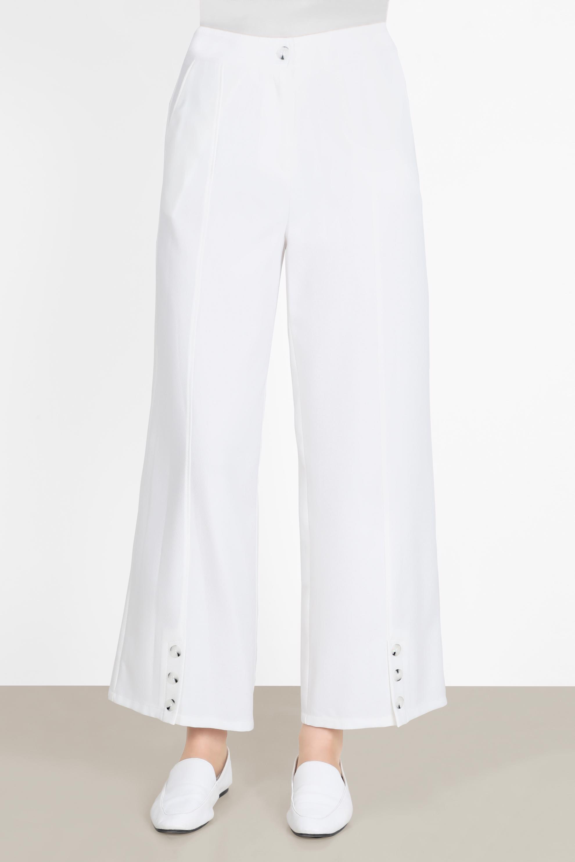 Hijab clothing WHITE BUTTON DETAIL WIDE LEG TROUSERS 70375 