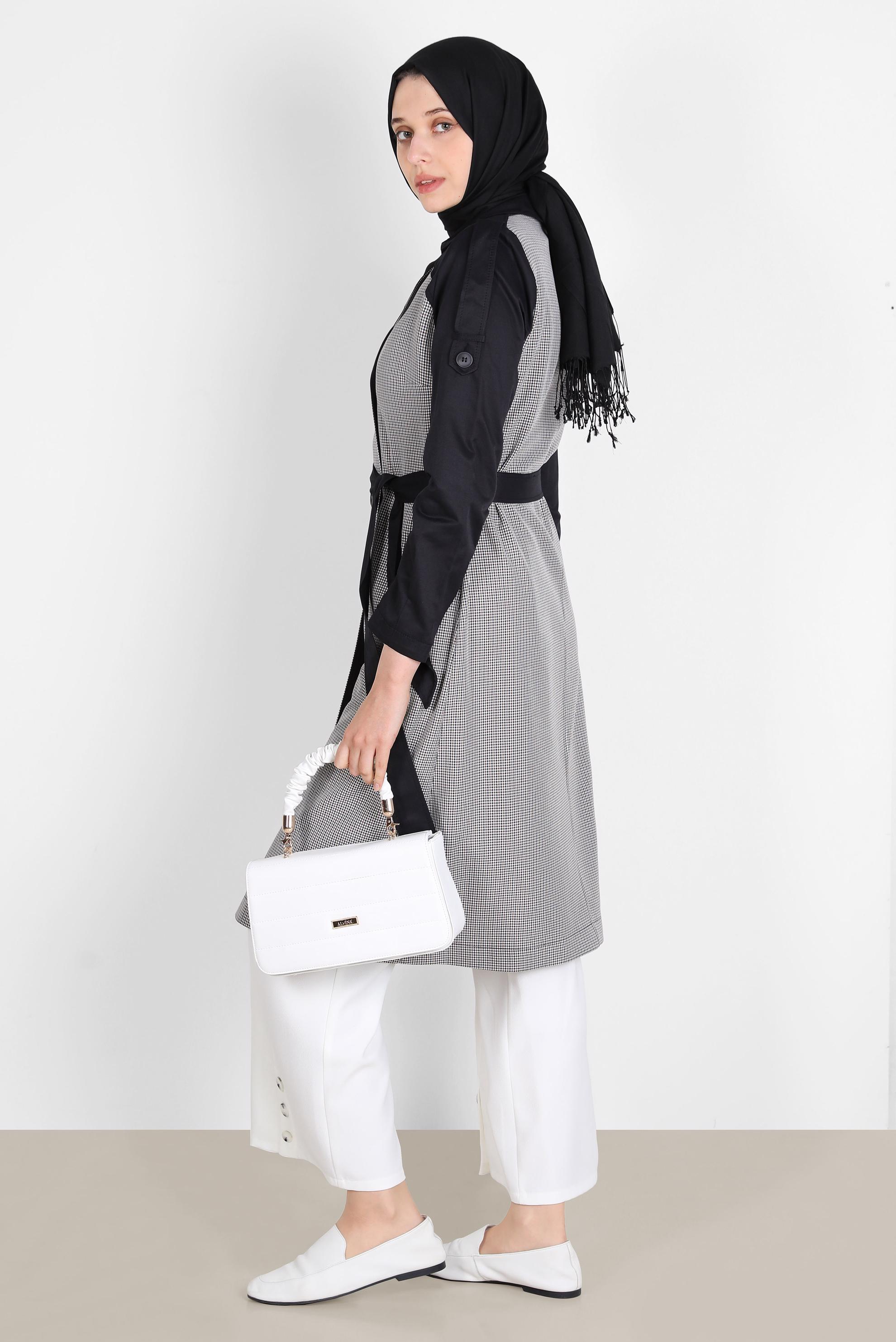 Hijab clothing WHITE BUTTON DETAIL WIDE LEG TROUSERS 70375 