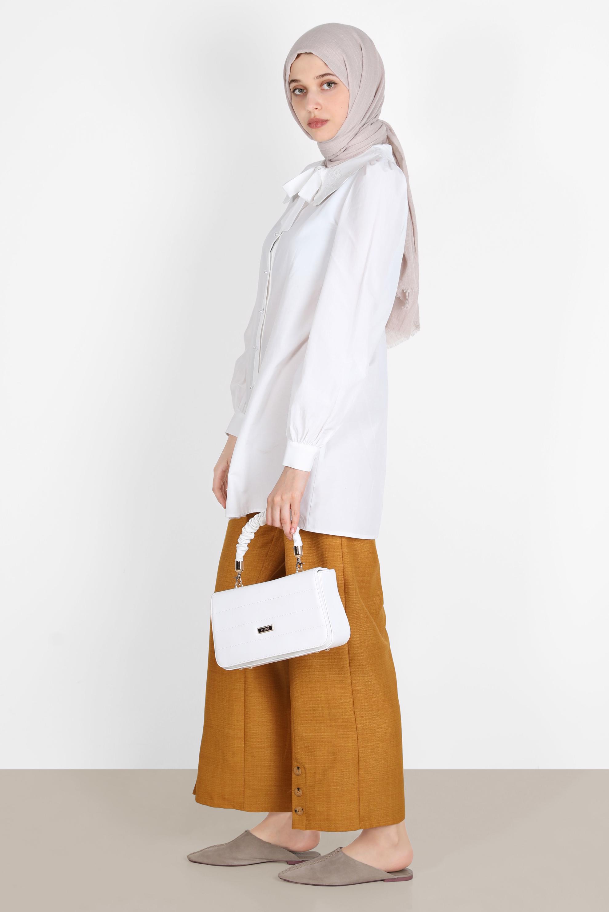 Hijab clothing YELLOW BUTTON DETAIL WIDE LEG TROUSERS 70375 