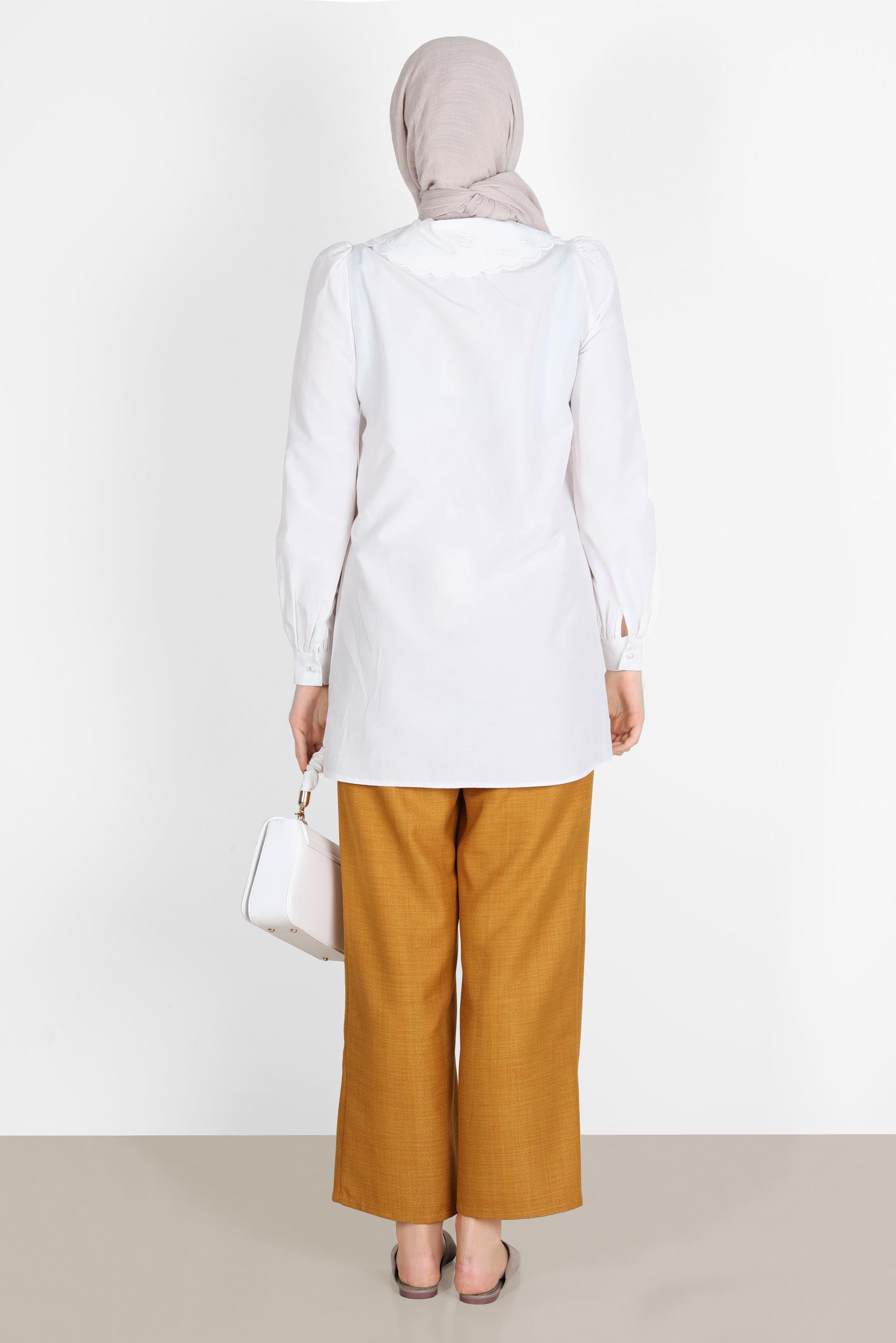 Hijab clothing YELLOW BUTTON DETAIL WIDE LEG TROUSERS 70375 