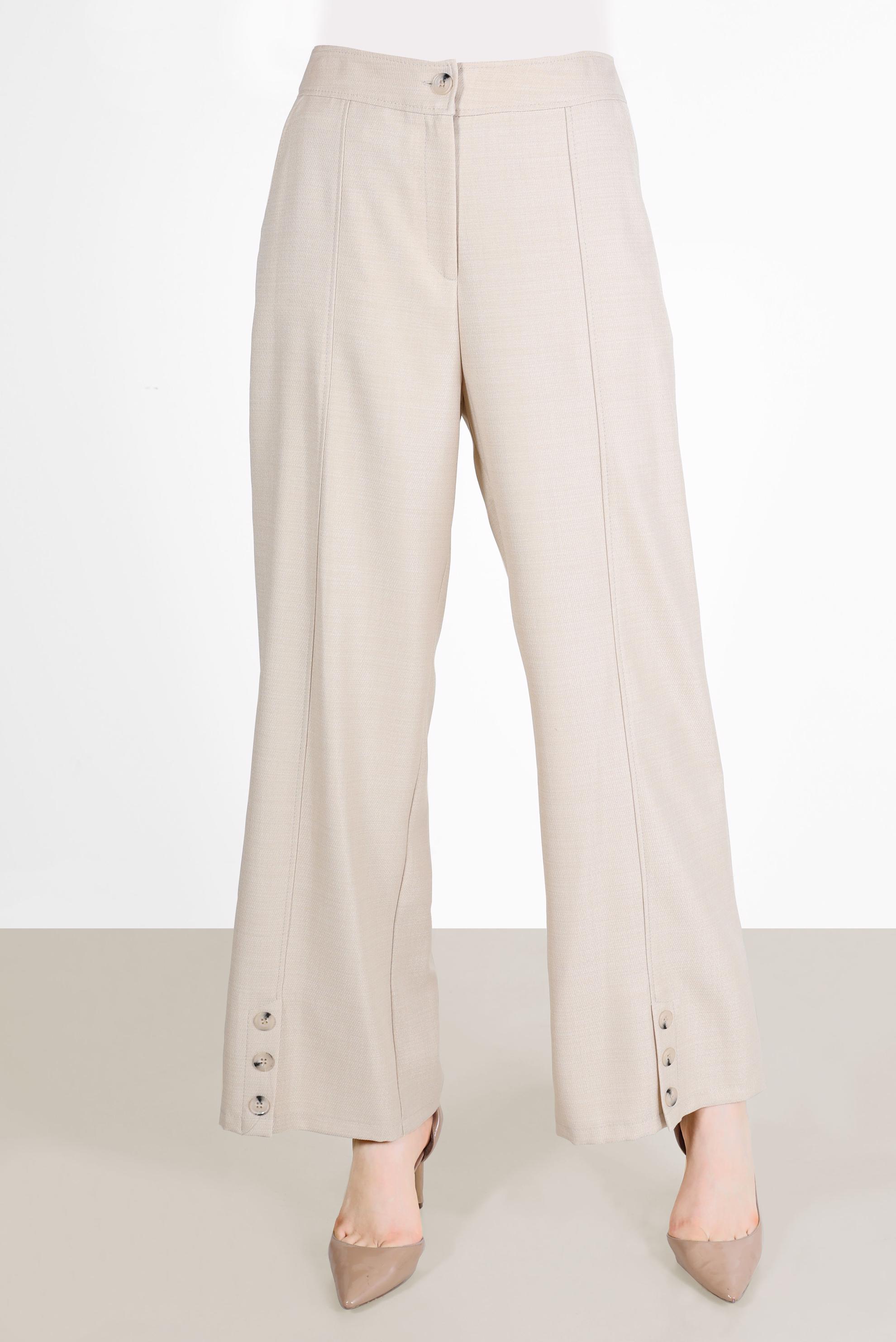 Tesettür giyim BEJ DÜĞME DETAYLI BOL PAÇA PANTOLON 70375 