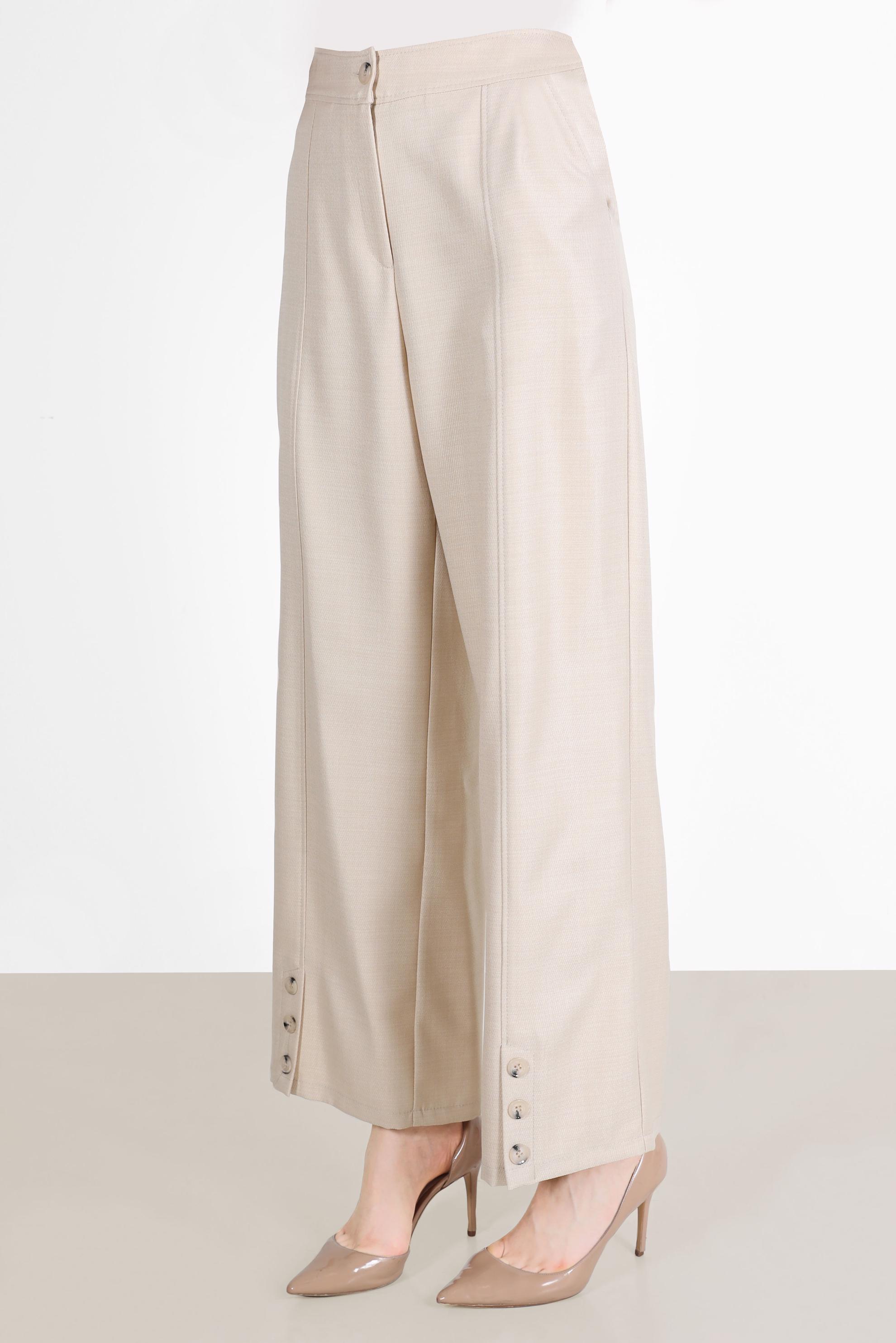 Tesettür giyim BEJ DÜĞME DETAYLI BOL PAÇA PANTOLON 70375 