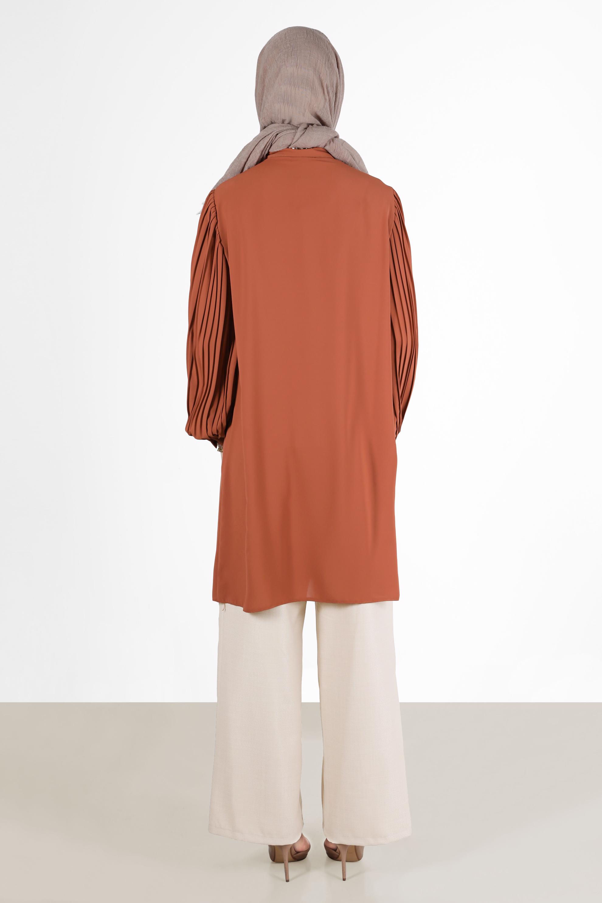 Tesettür giyim BEJ DÜĞME DETAYLI BOL PAÇA PANTOLON 70375 