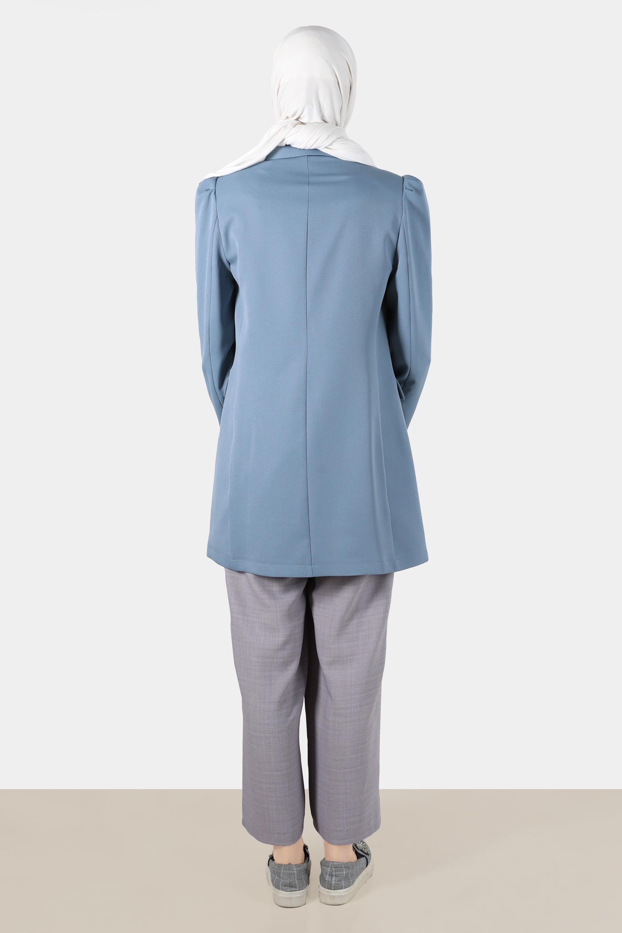 Tesettür giyim GRİ DÜĞME DETAYLI BOL PAÇA PANTOLON 70375 