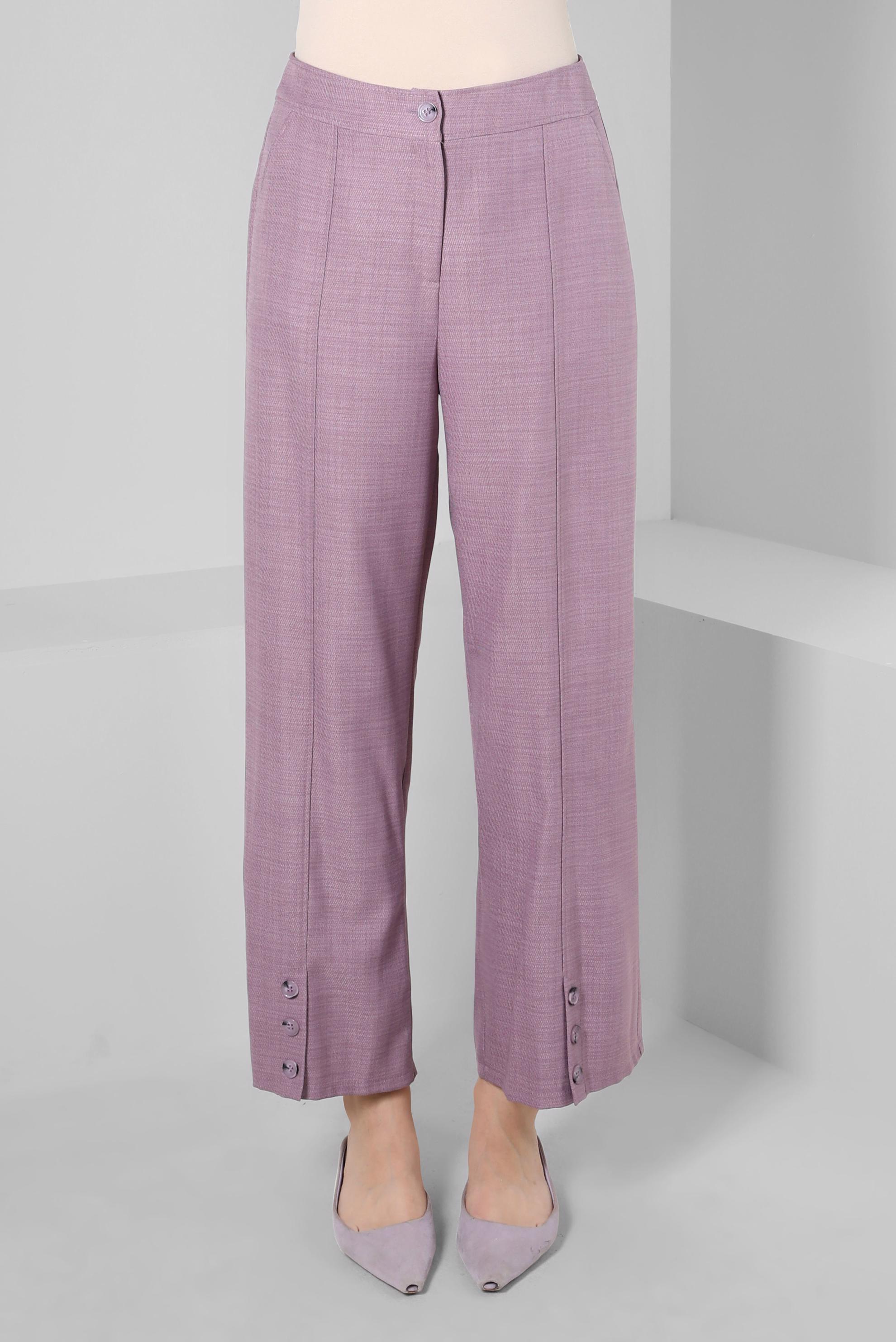 Tesettür giyim MOR DÜĞME DETAYLI BOL PAÇA PANTOLON 70375 