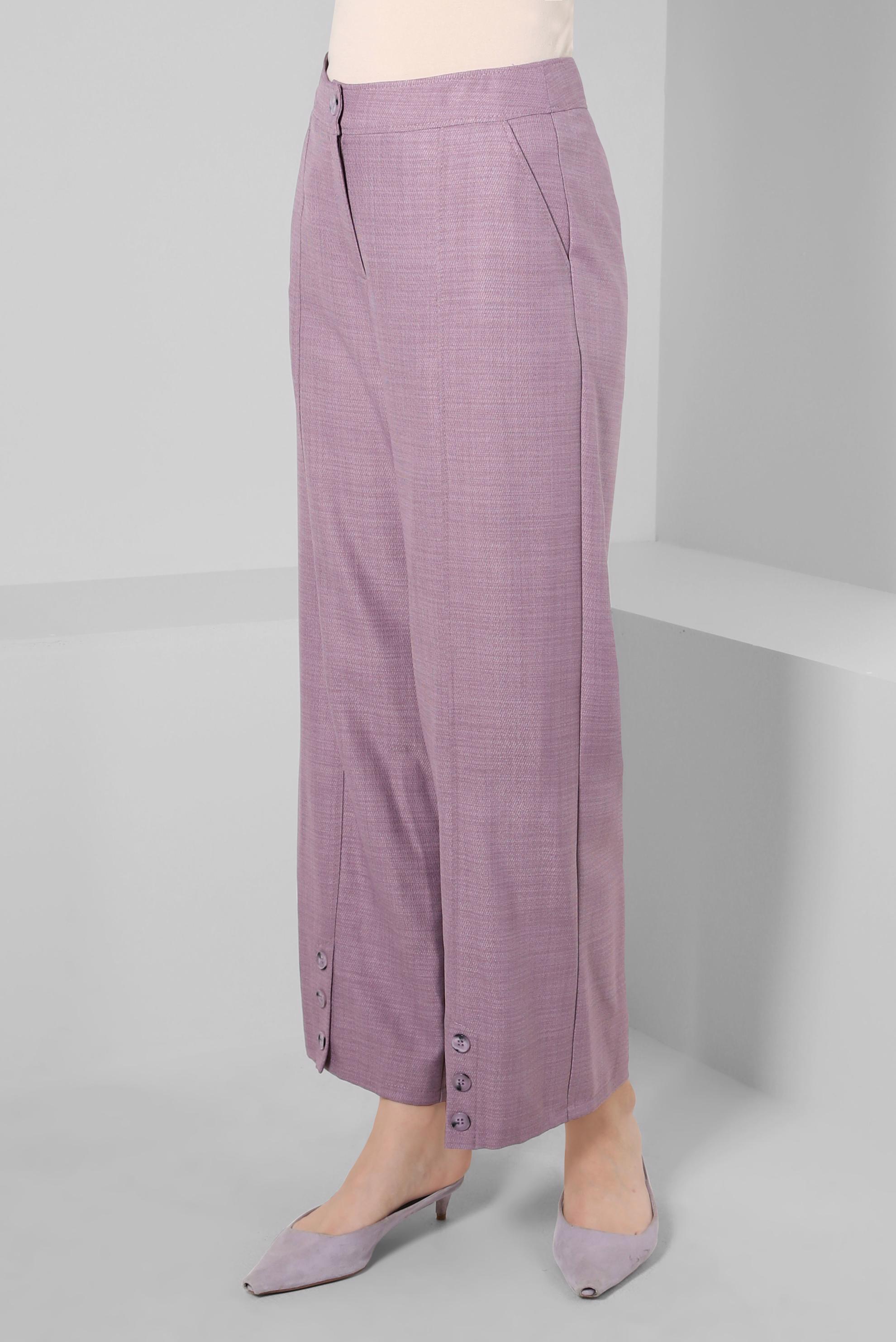 Tesettür giyim MOR DÜĞME DETAYLI BOL PAÇA PANTOLON 70375 