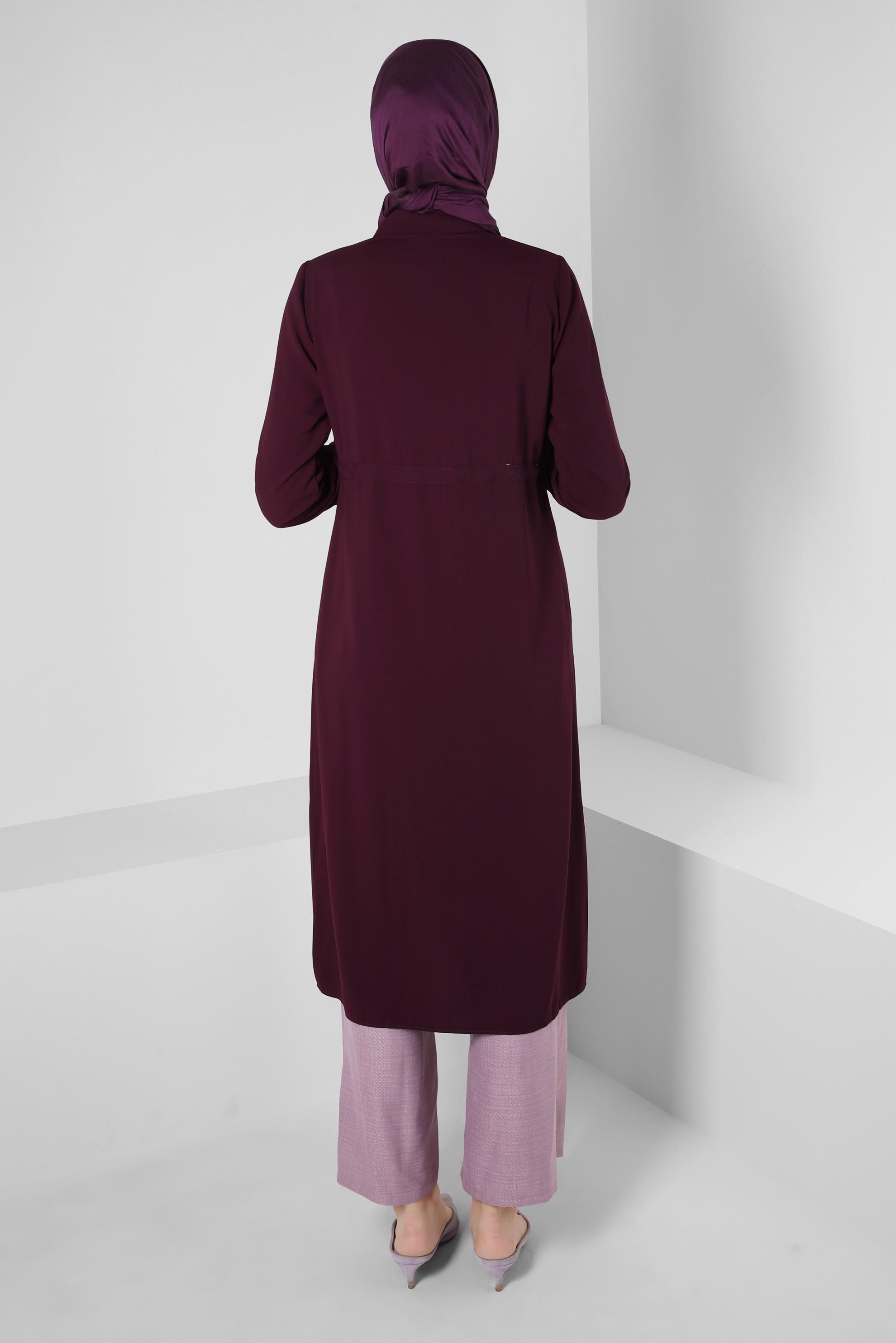 Tesettür giyim MOR DÜĞME DETAYLI BOL PAÇA PANTOLON 70375 