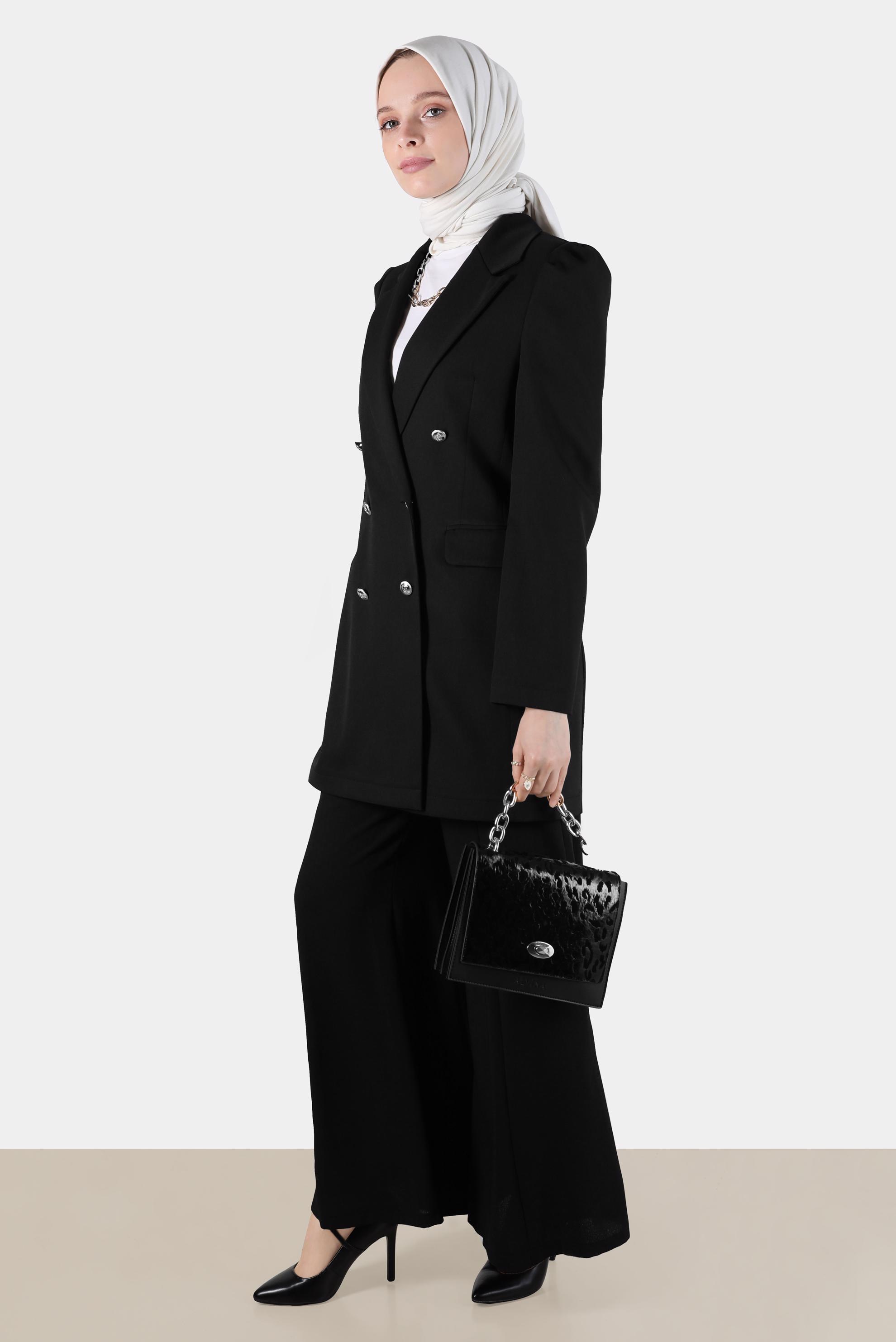 Tesettür giyim SİYAH BOL PAÇA PANTOLON 70376 