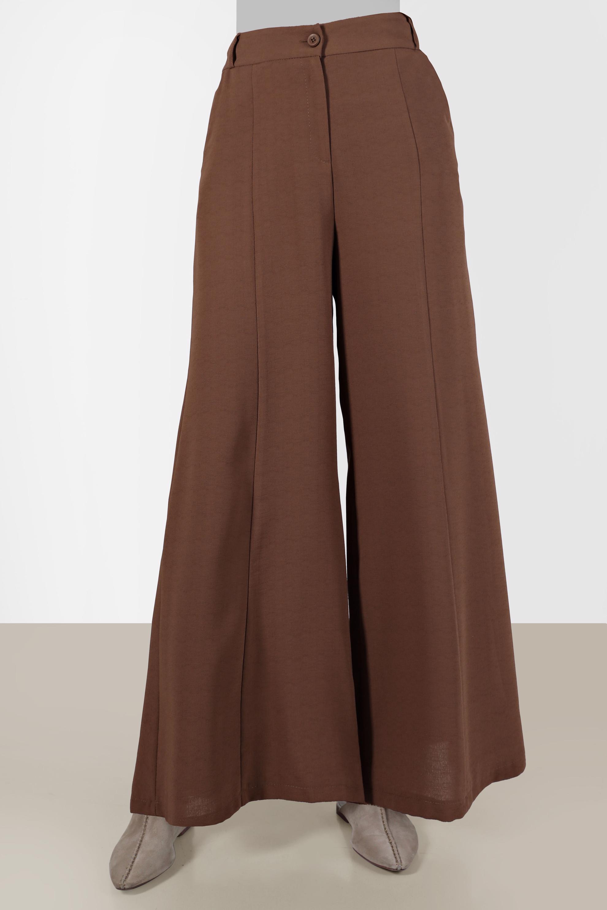 Tesettür giyim KAHVE BOL PAÇA PANTOLON 70376 