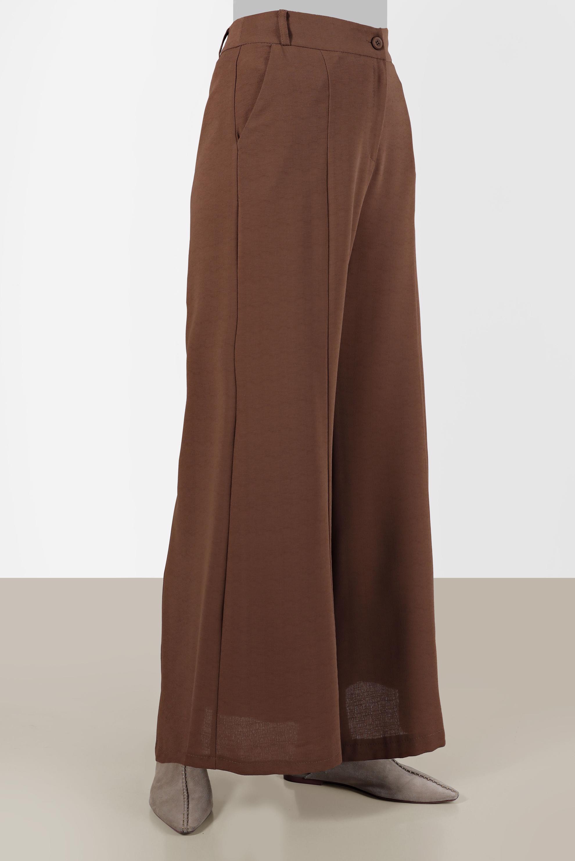 Tesettür giyim KAHVE BOL PAÇA PANTOLON 70376 