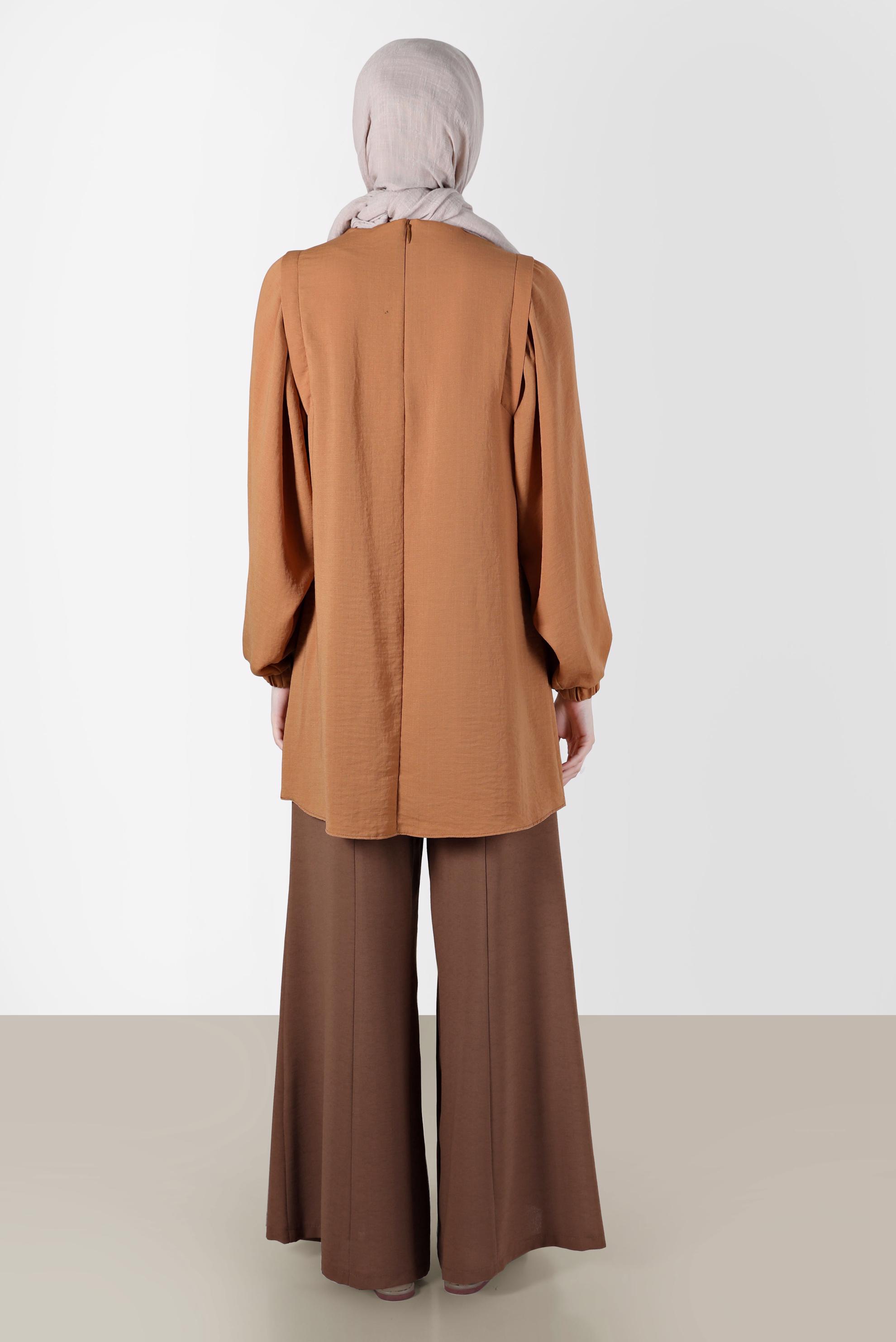 Tesettür giyim KAHVE BOL PAÇA PANTOLON 70376 