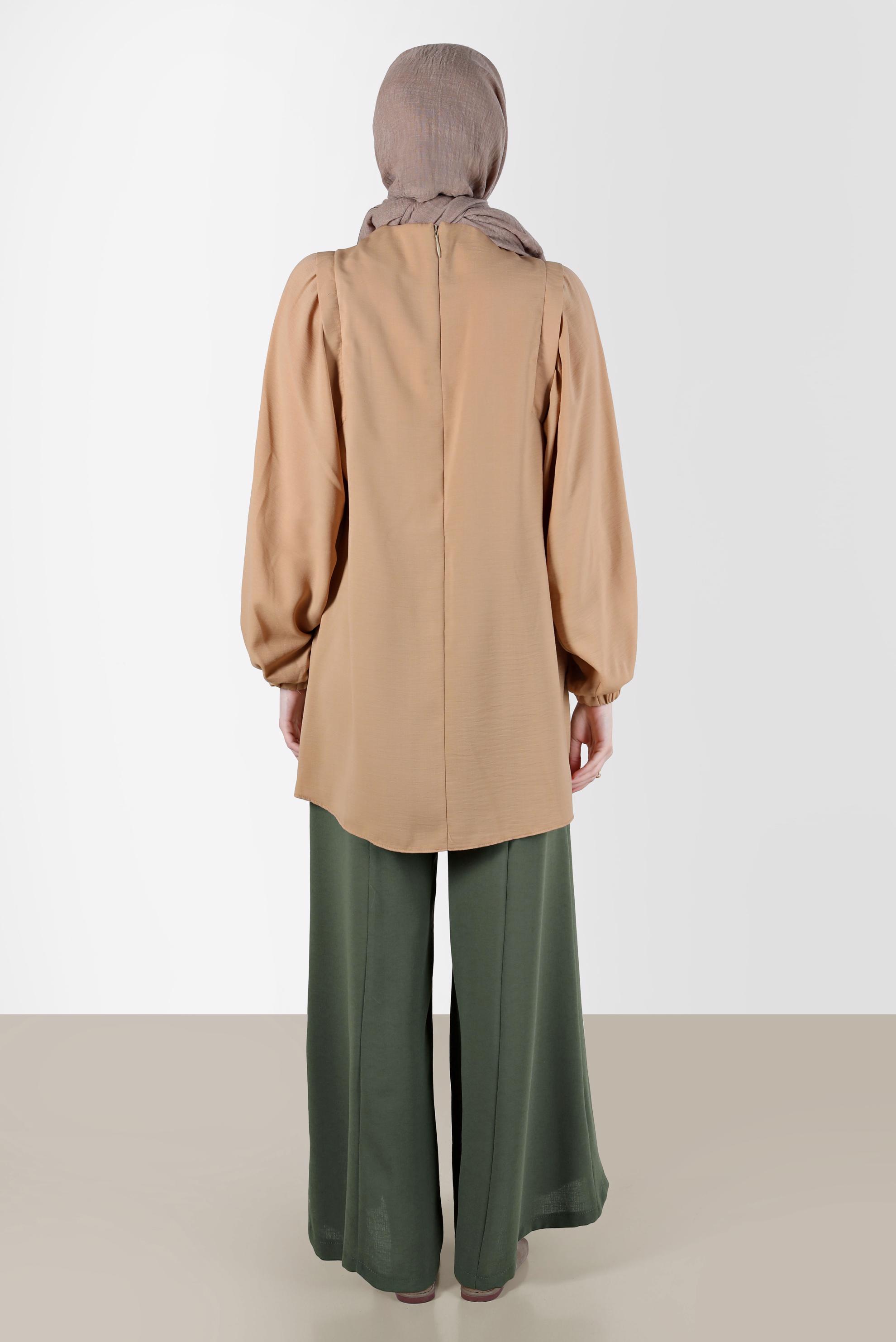 Tesettür giyim HAKİ BOL PAÇA PANTOLON 70376 