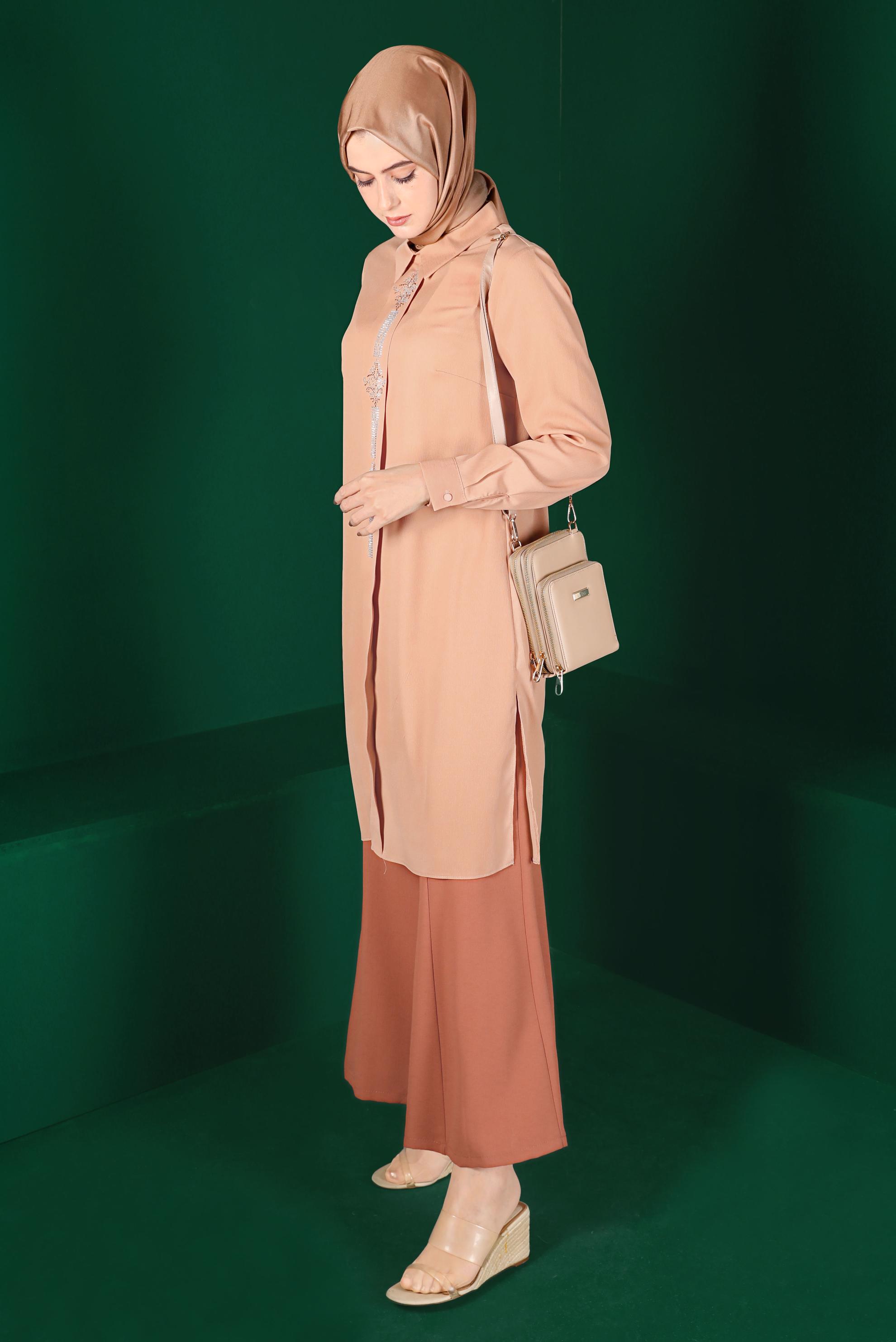 Tesettür giyim TURUNCU BOL PAÇA PANTOLON 70376 