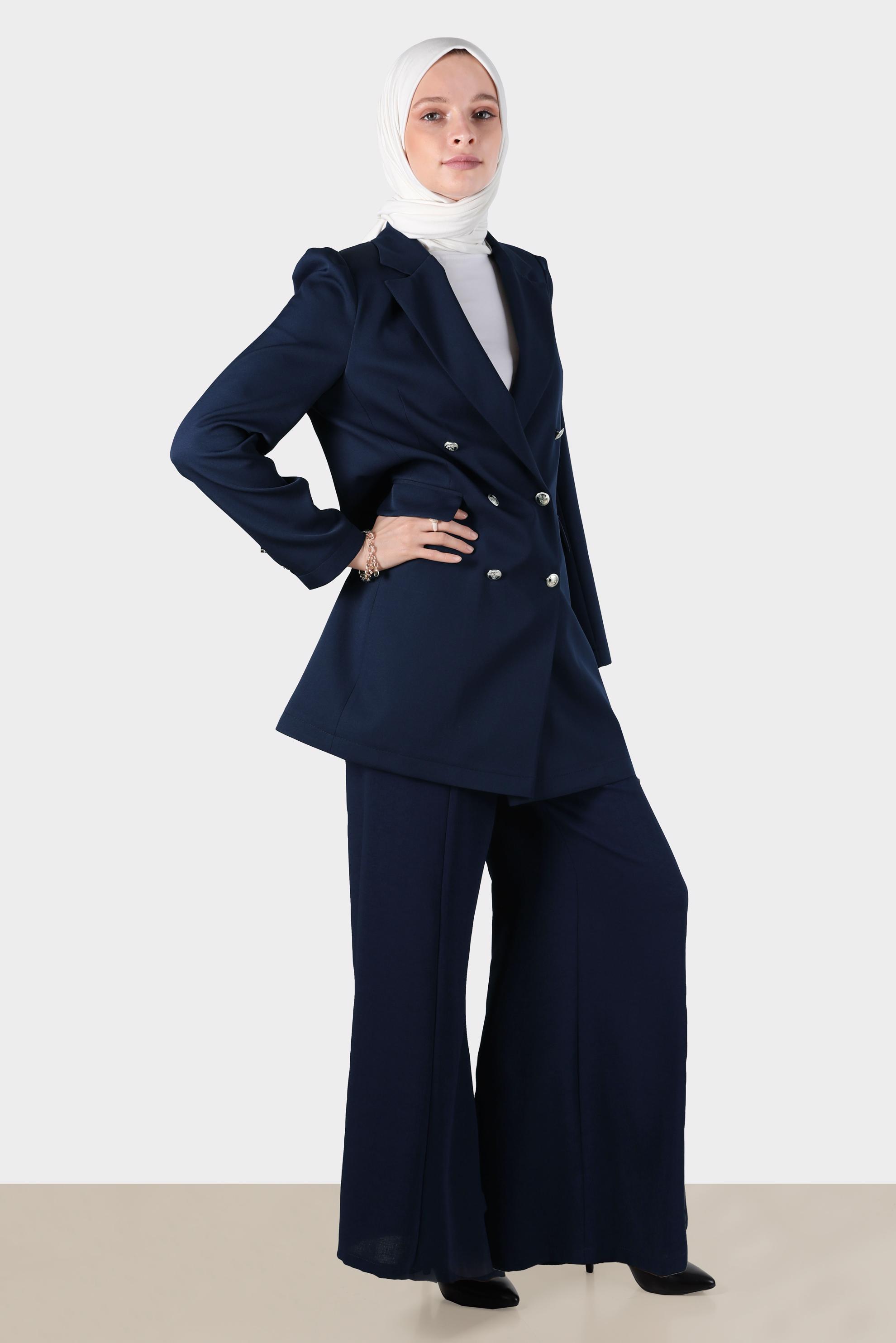Tesettür giyim LACİVERT BOL PAÇA PANTOLON 70376 