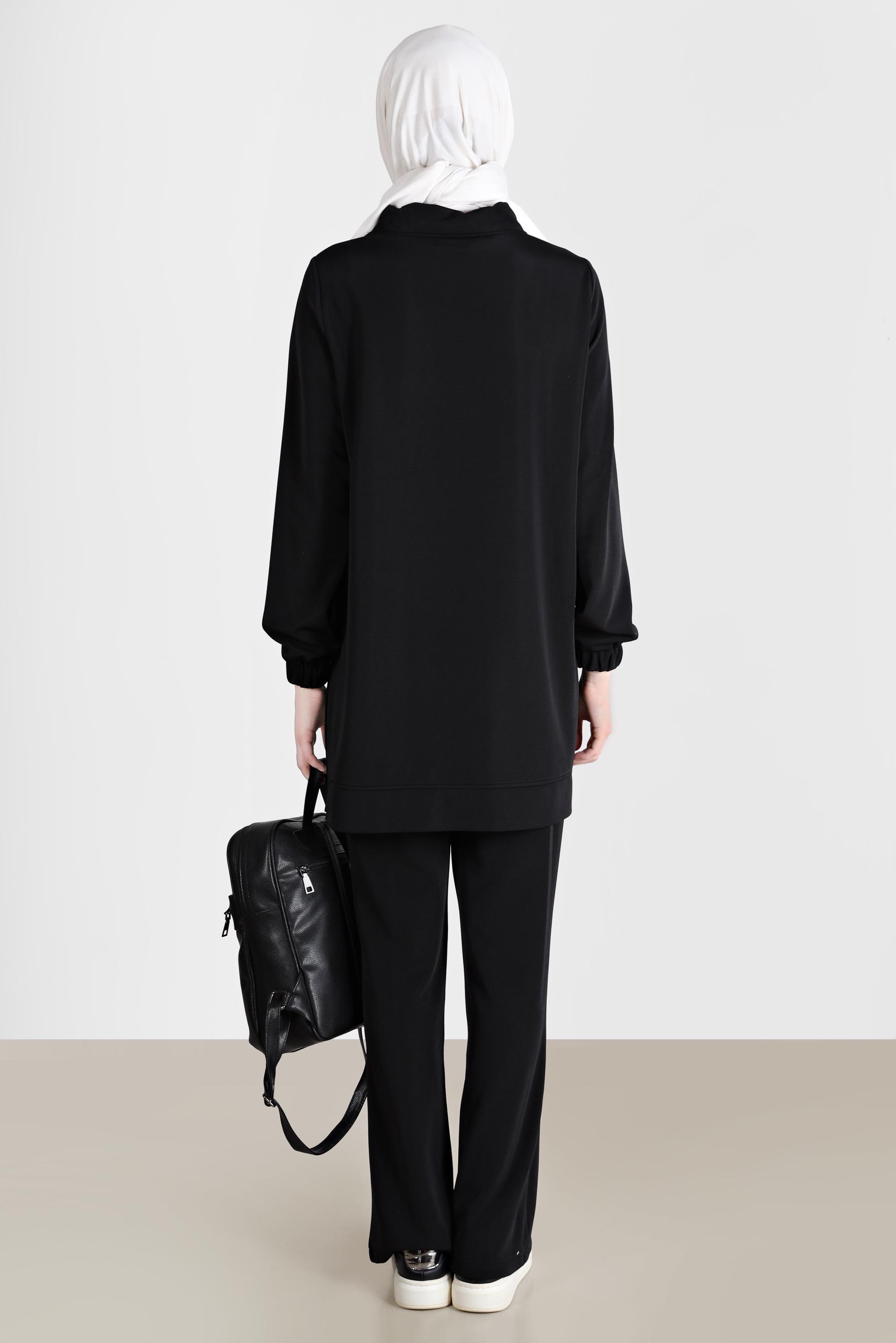 Tesettür giyim SİYAH YIRTMAÇ DETAYLI PANTOLON 70377 