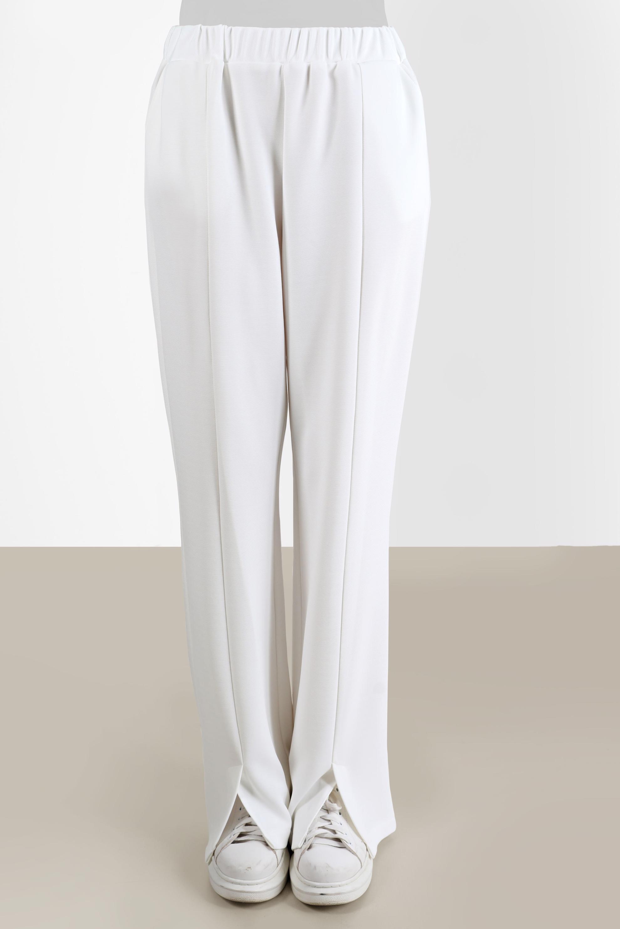 Tesettür giyim BEYAZ YIRTMAÇ DETAYLI PANTOLON 70377 