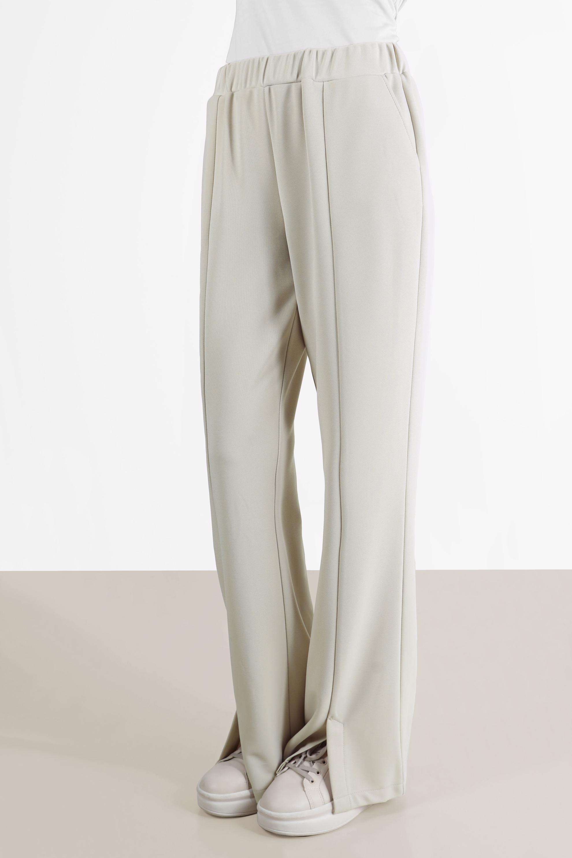 Tesettür giyim BEJ YIRTMAÇ DETAYLI PANTOLON 70377 