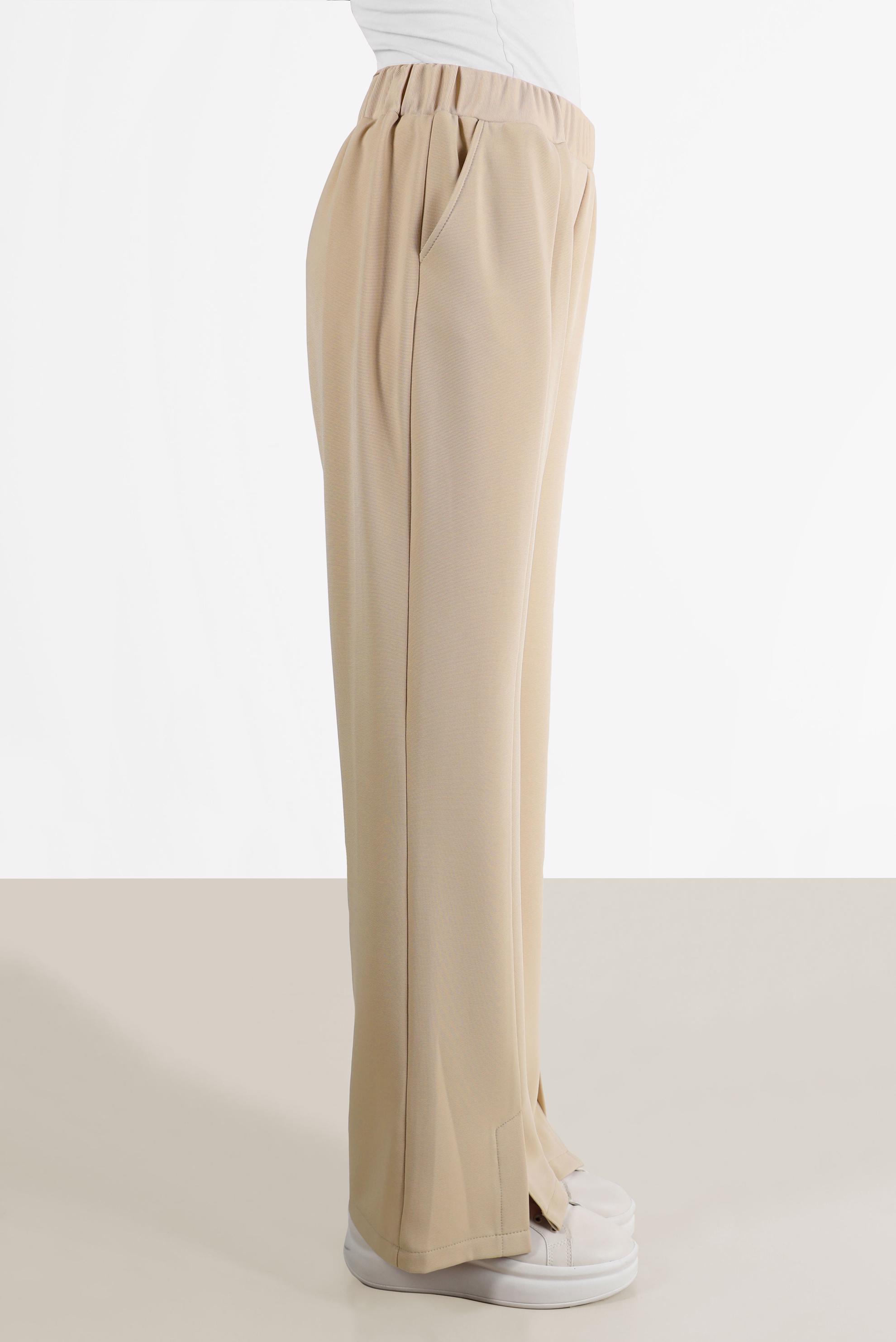 Tesettür giyim KUM YIRTMAÇ DETAYLI PANTOLON 70377 