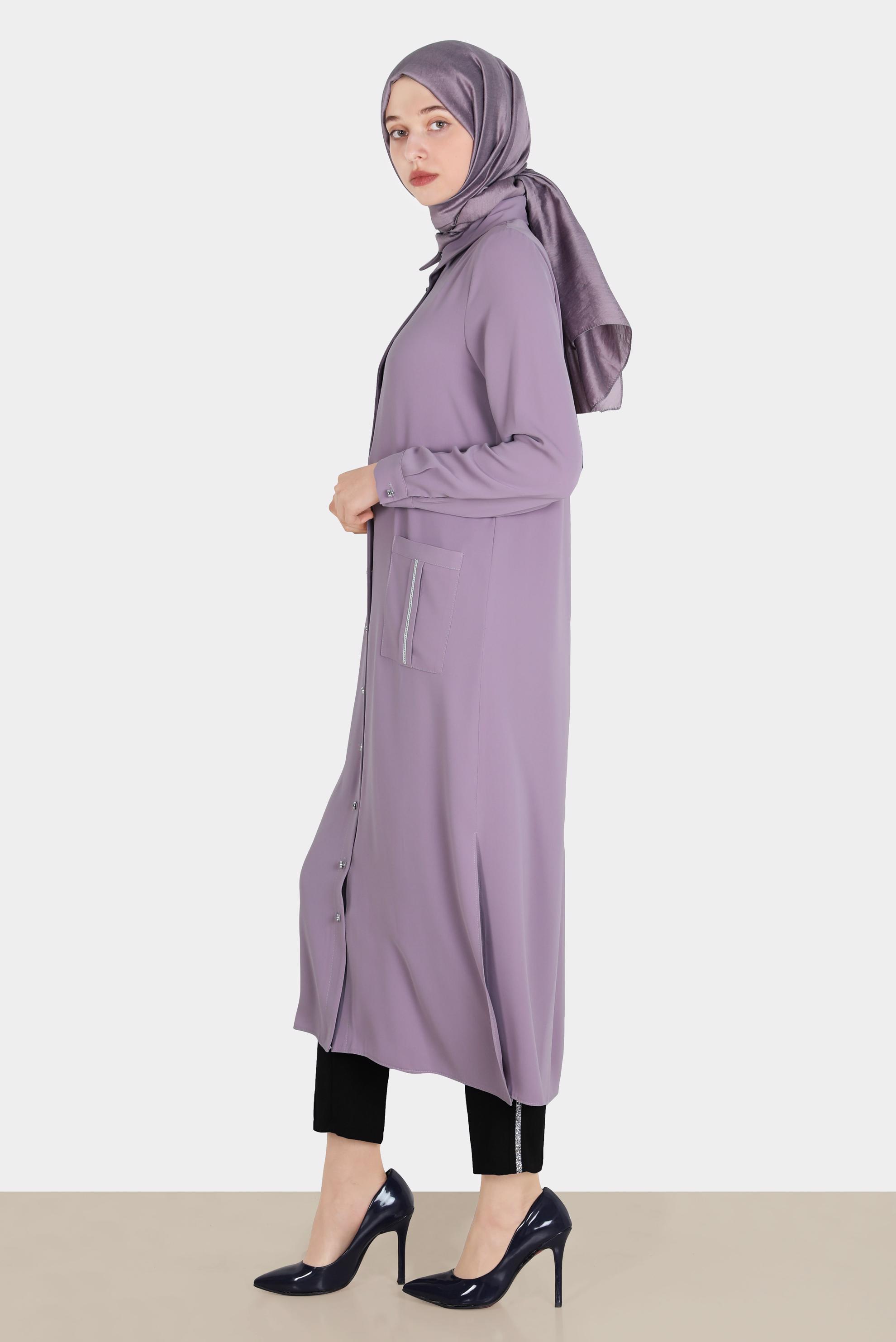 Tesettür giyim SİYAH SİMLİ ŞERİT DETAYLI KREP PANTOLON 70380 