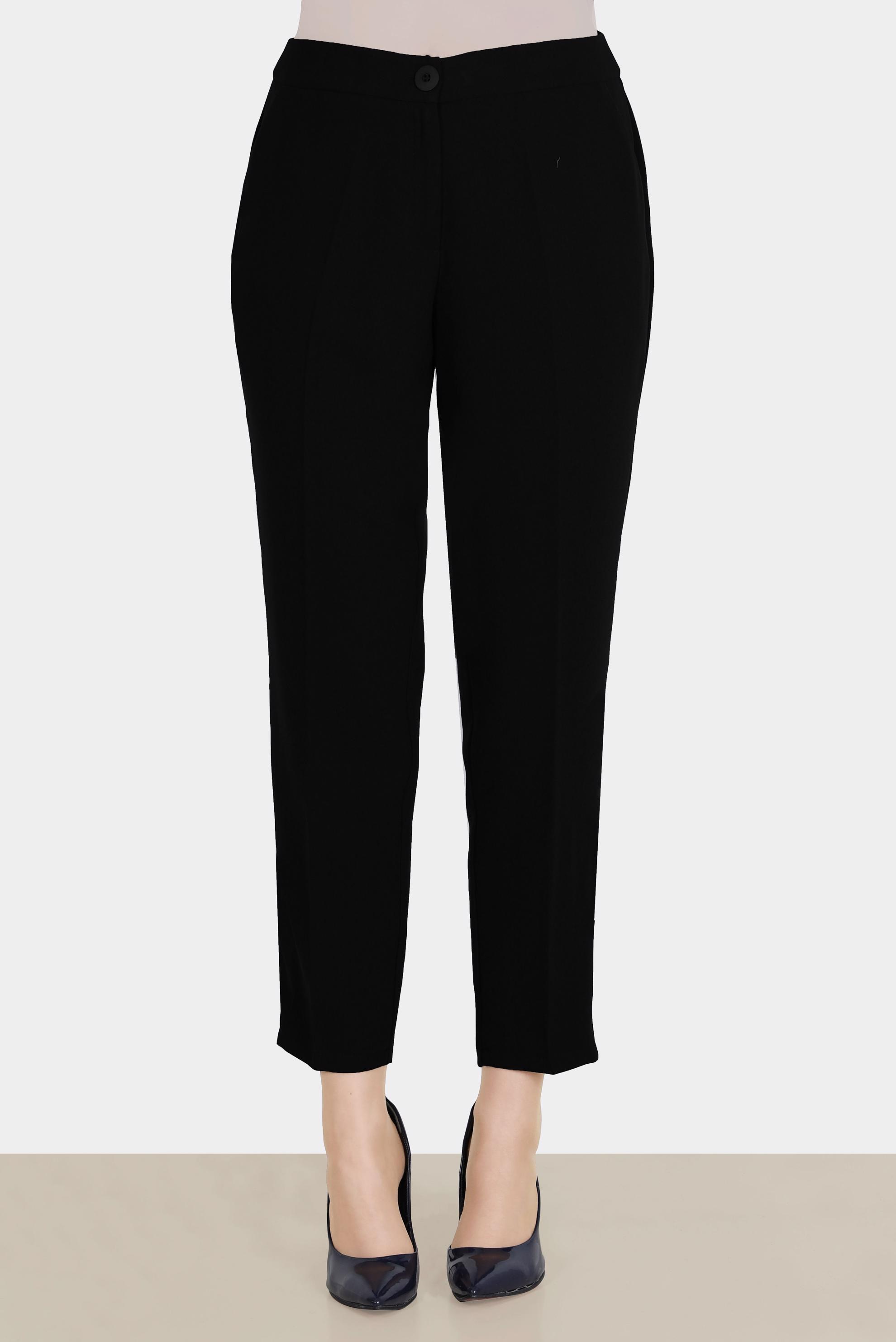 Tesettür giyim SİYAH SİMLİ ŞERİT DETAYLI KREP PANTOLON 70380 