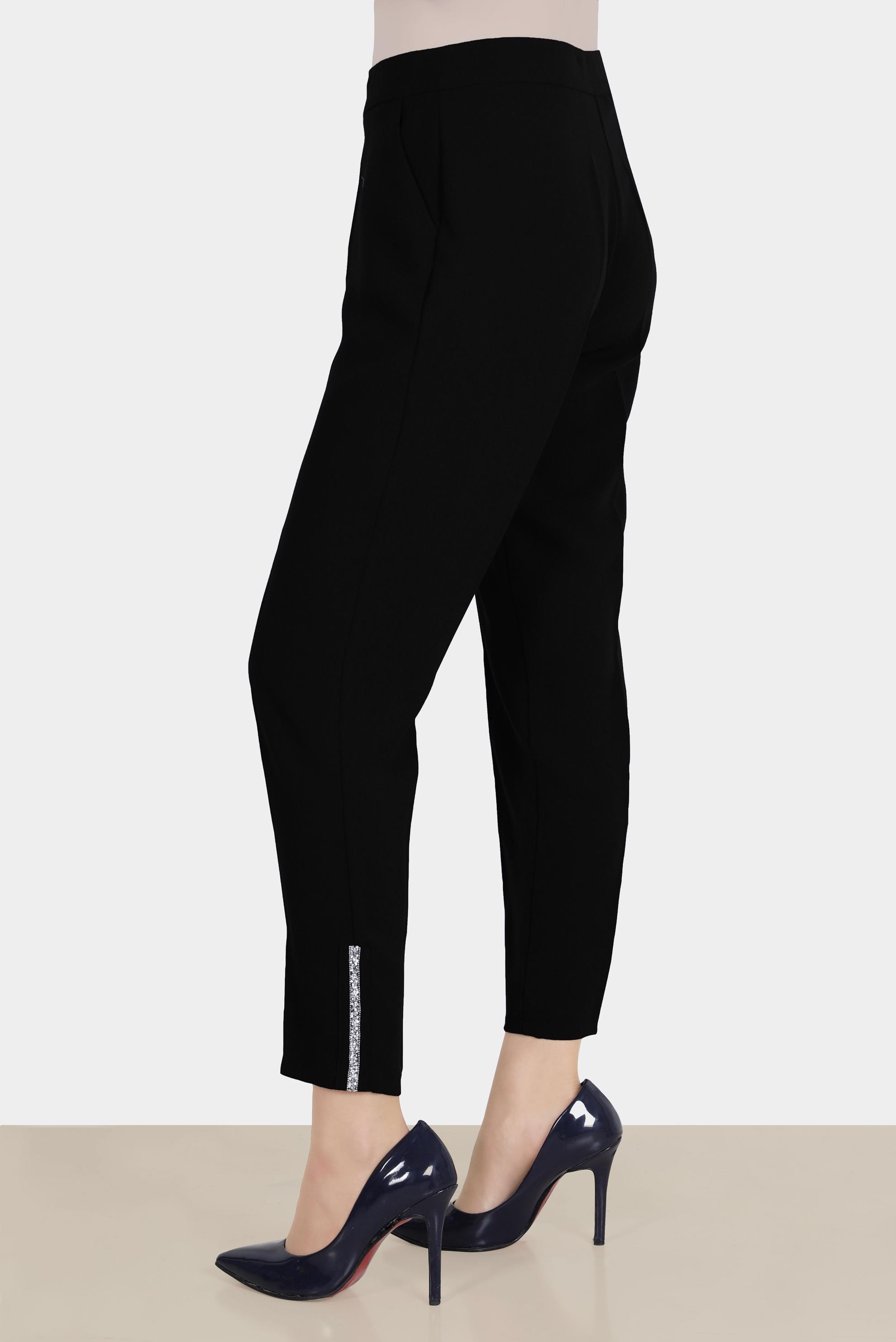 Tesettür giyim SİYAH SİMLİ ŞERİT DETAYLI KREP PANTOLON 70380 