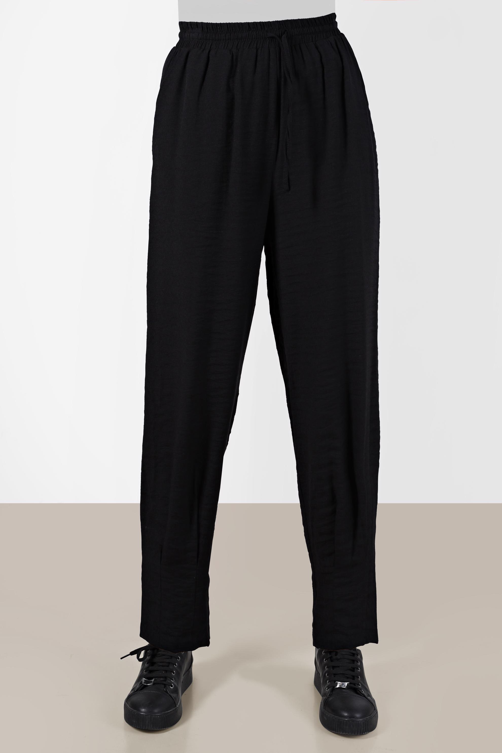 Tesettür giyim SİYAH PİLİSE DETAYLI PANTOLON 70381 