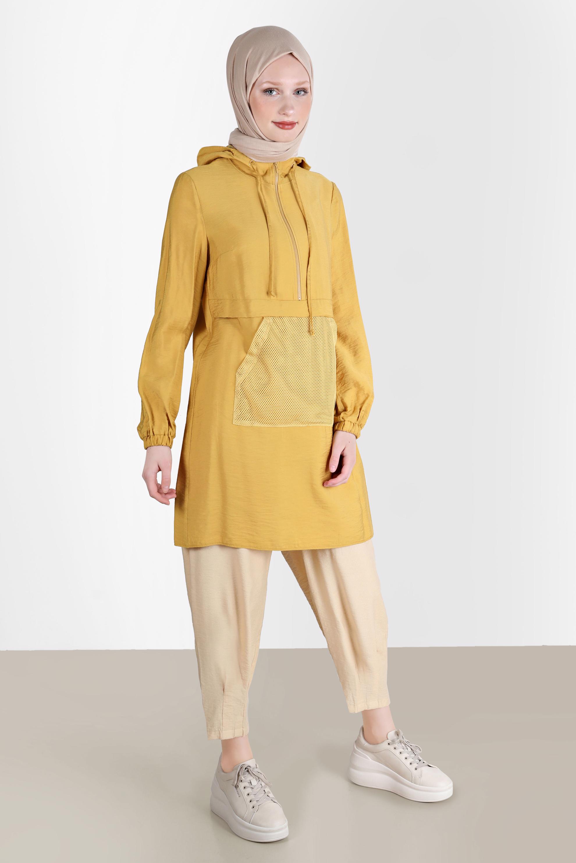 Tesettür giyim BEJ PİLİSE DETAYLI PANTOLON 70381 