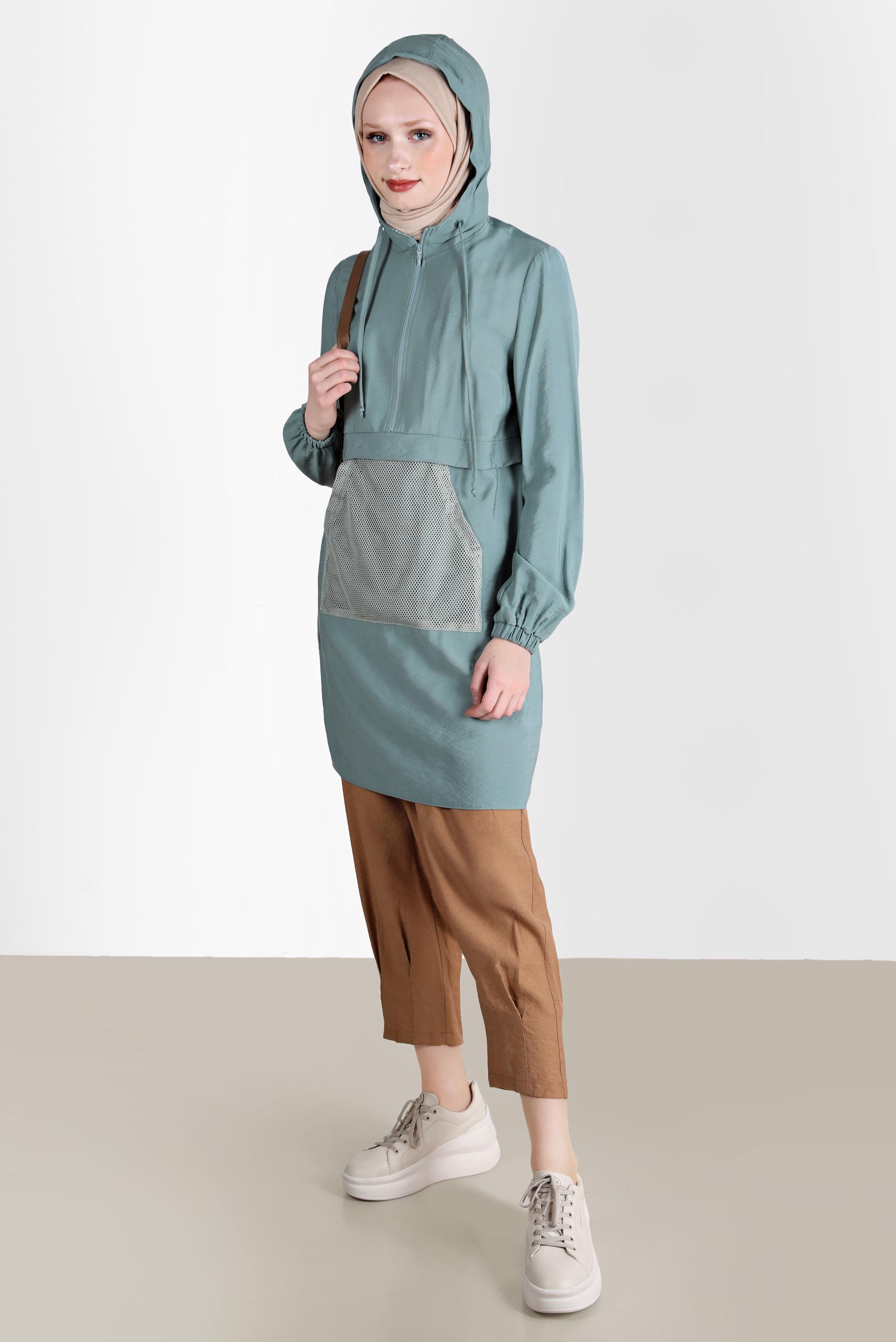 Tesettür giyim KAHVE PİLİSE DETAYLI PANTOLON 70381 