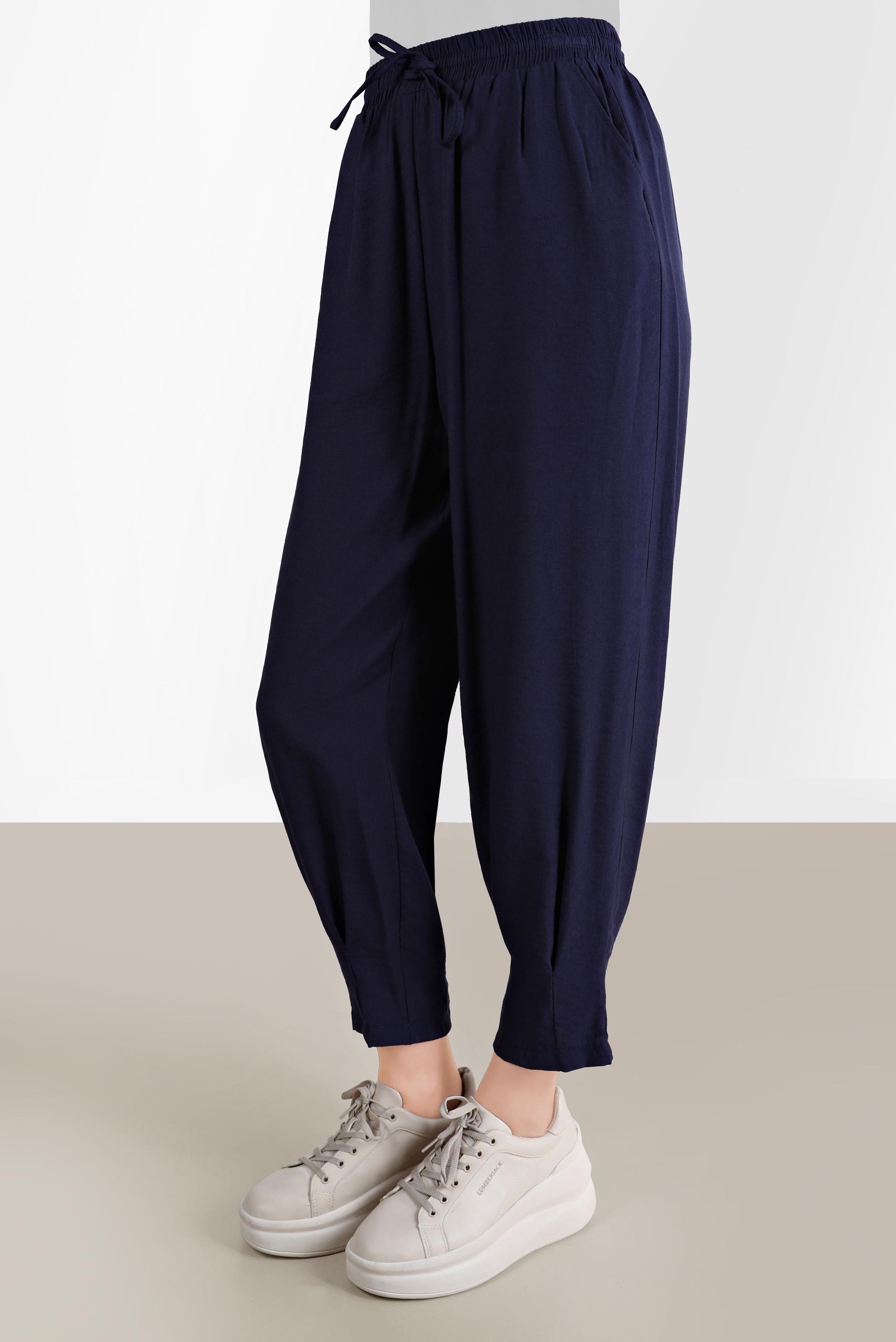 Tesettür giyim LACİVERT PİLİSE DETAYLI PANTOLON 70381 