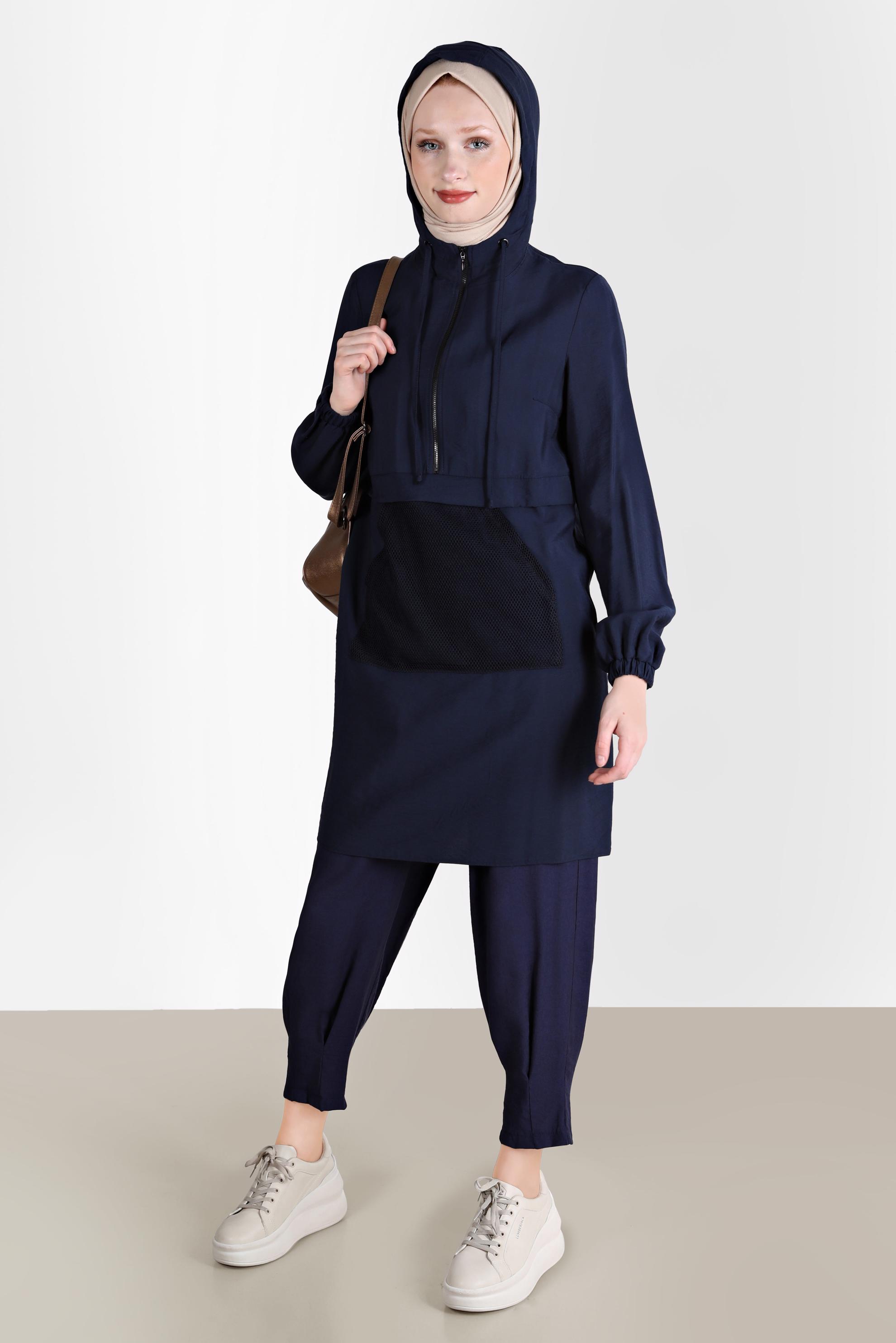 Tesettür giyim LACİVERT PİLİSE DETAYLI PANTOLON 70381 
