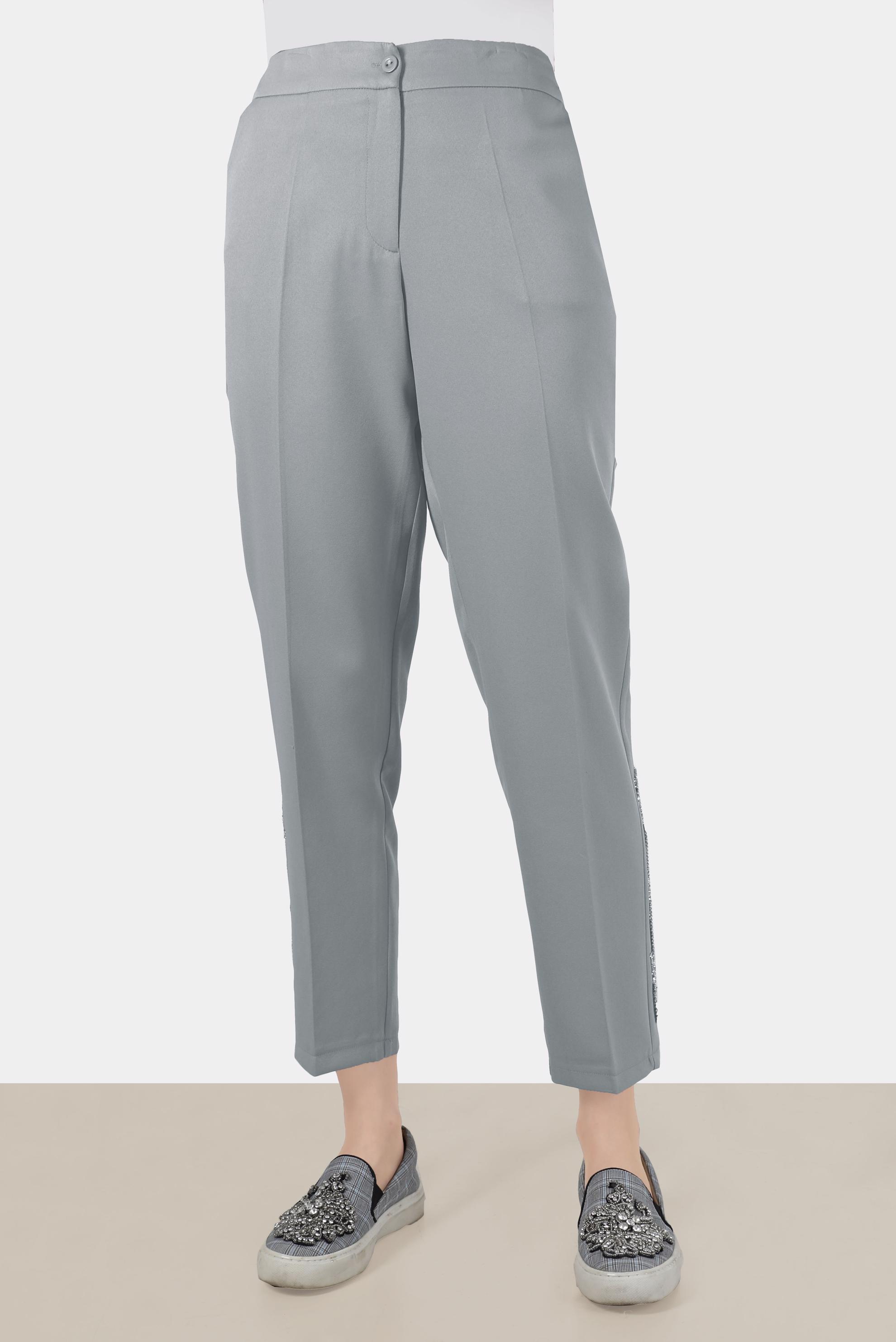 Tesettür giyim GRİ NAKIŞLI PANTOLON 70382