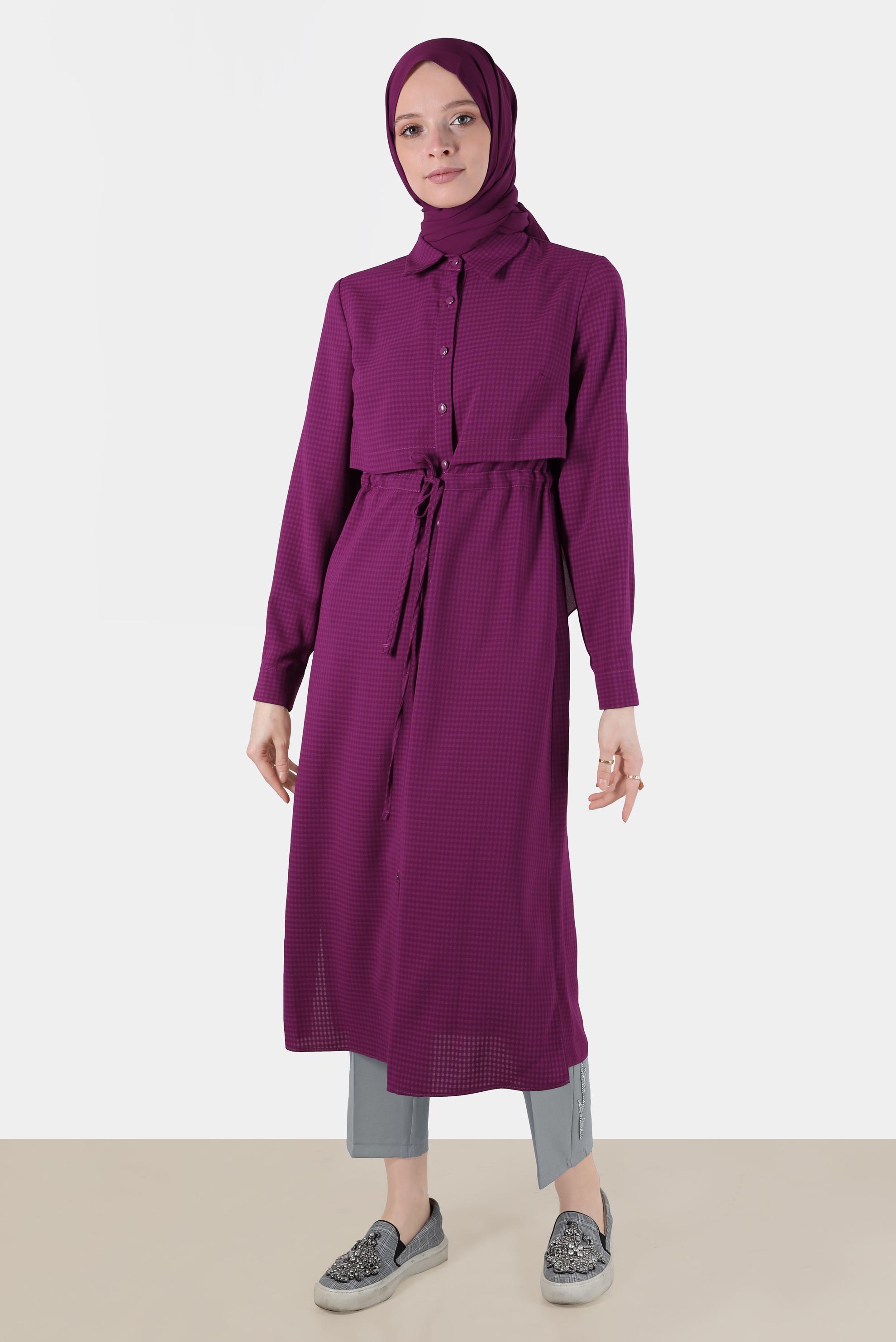 Tesettür giyim GRİ NAKIŞLI PANTOLON 70382